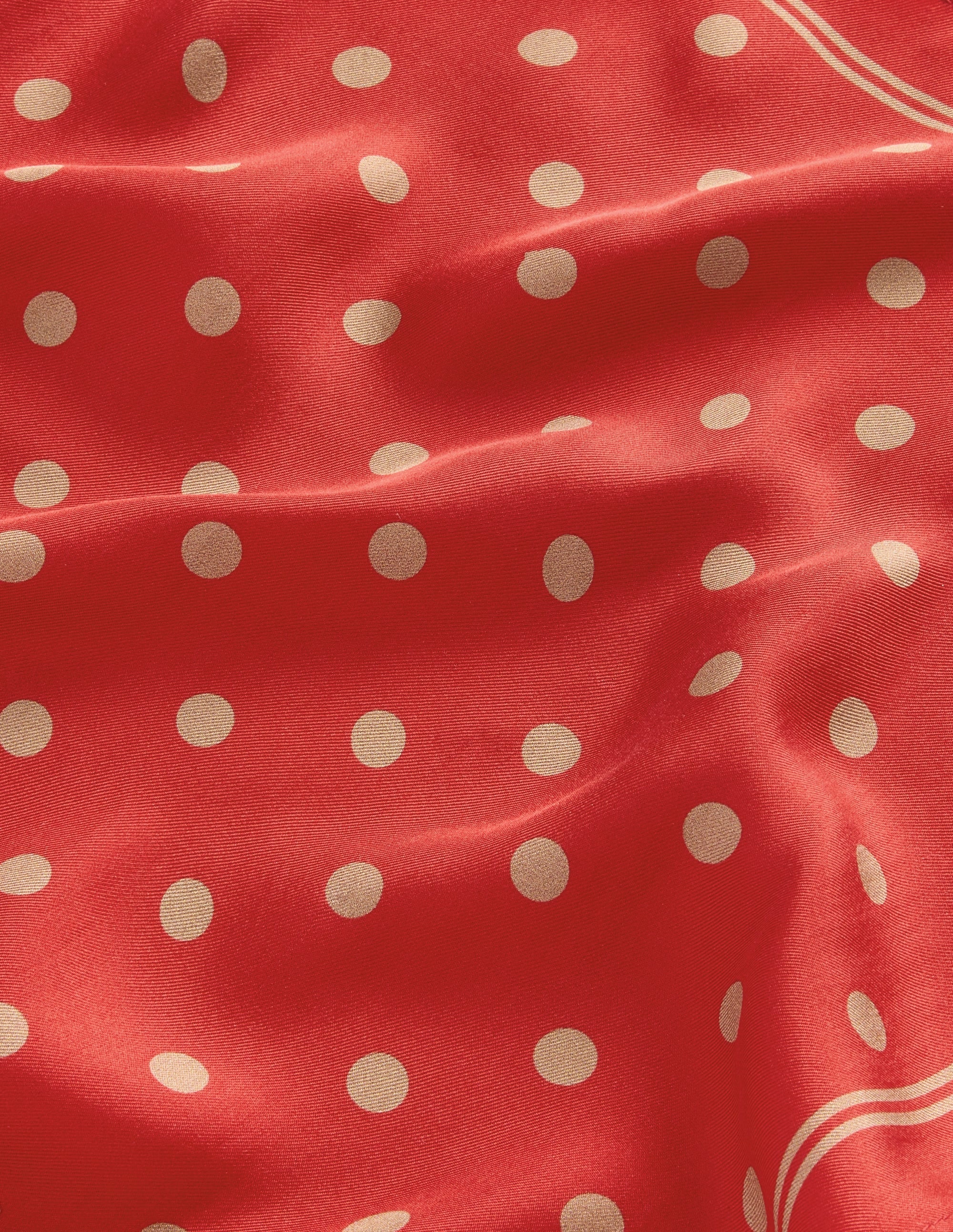 Silk Square Scarf-Red, Camel Spot