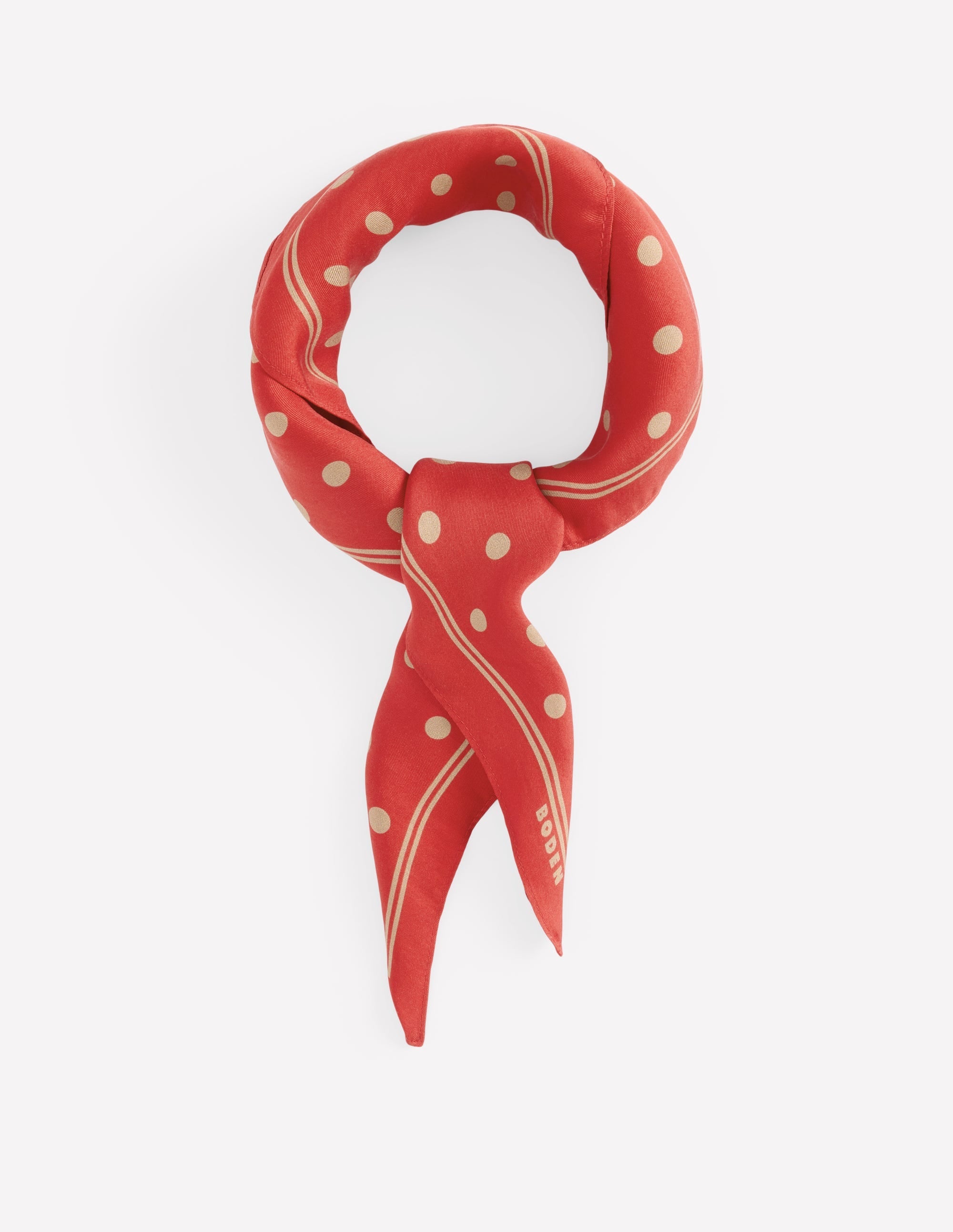 Silk Square Scarf-Red, Camel Spot