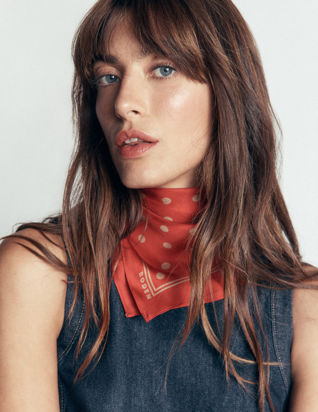 Silk Square Scarf-Red, Camel Spot