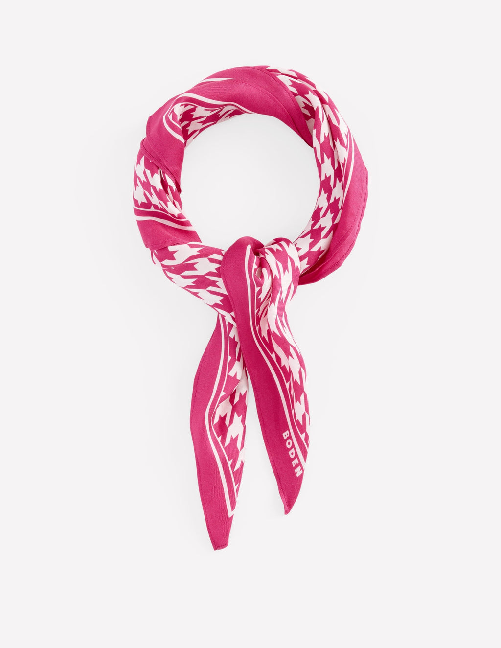 Silk Square Scarf-Pink Peony, Houndstooth