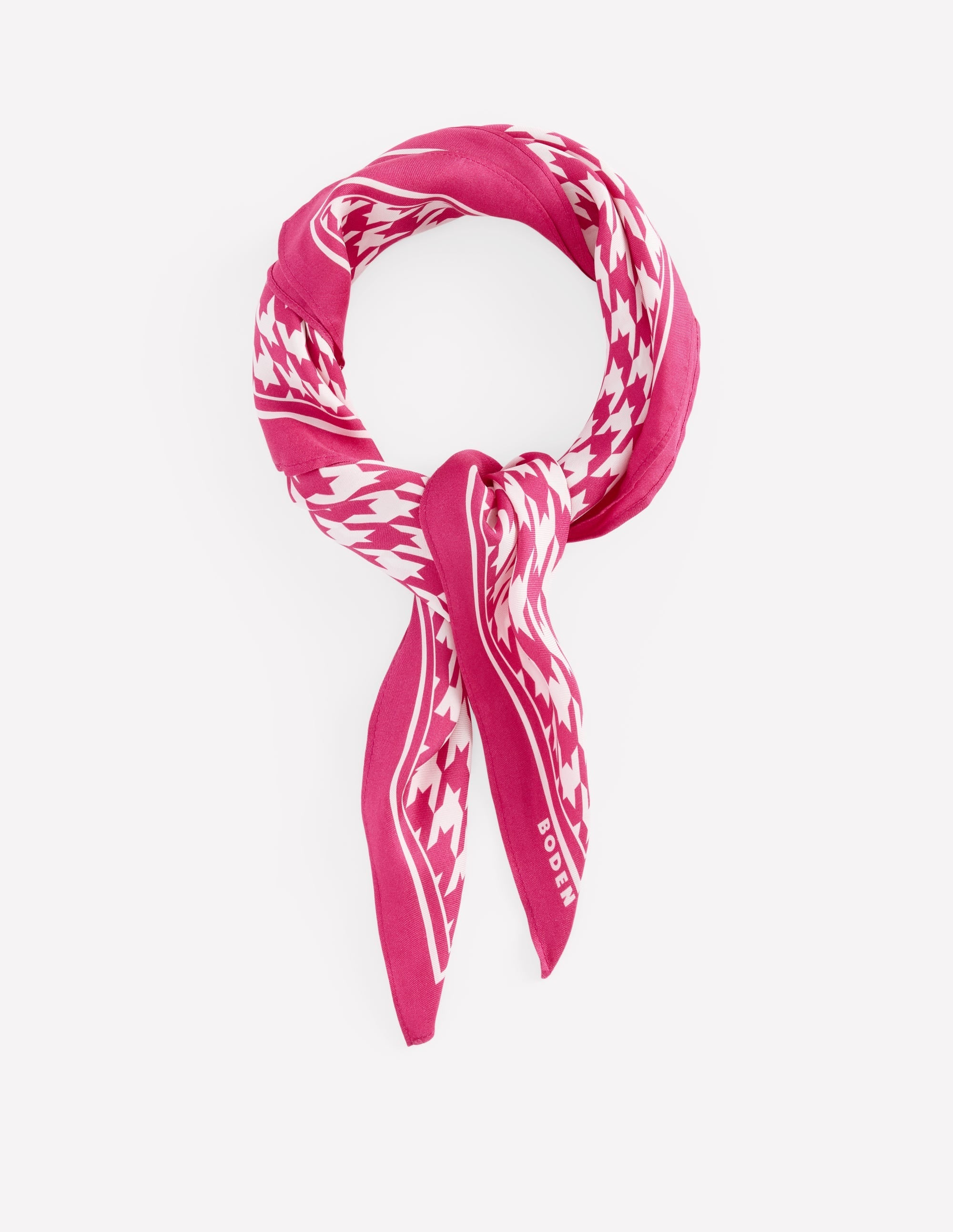 Silk Square Scarf-Pink Peony, Houndstooth