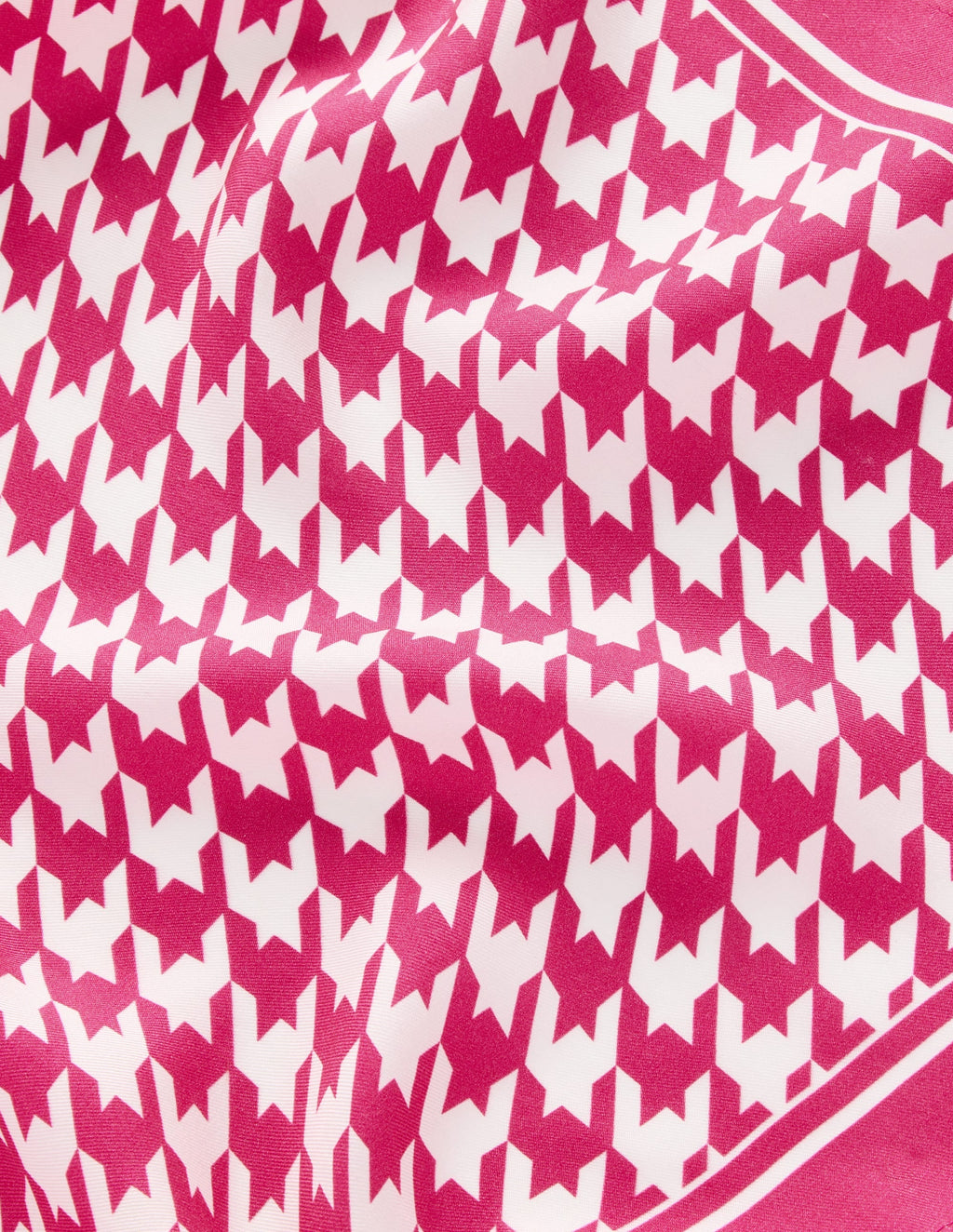 Silk Square Scarf-Pink Peony, Houndstooth