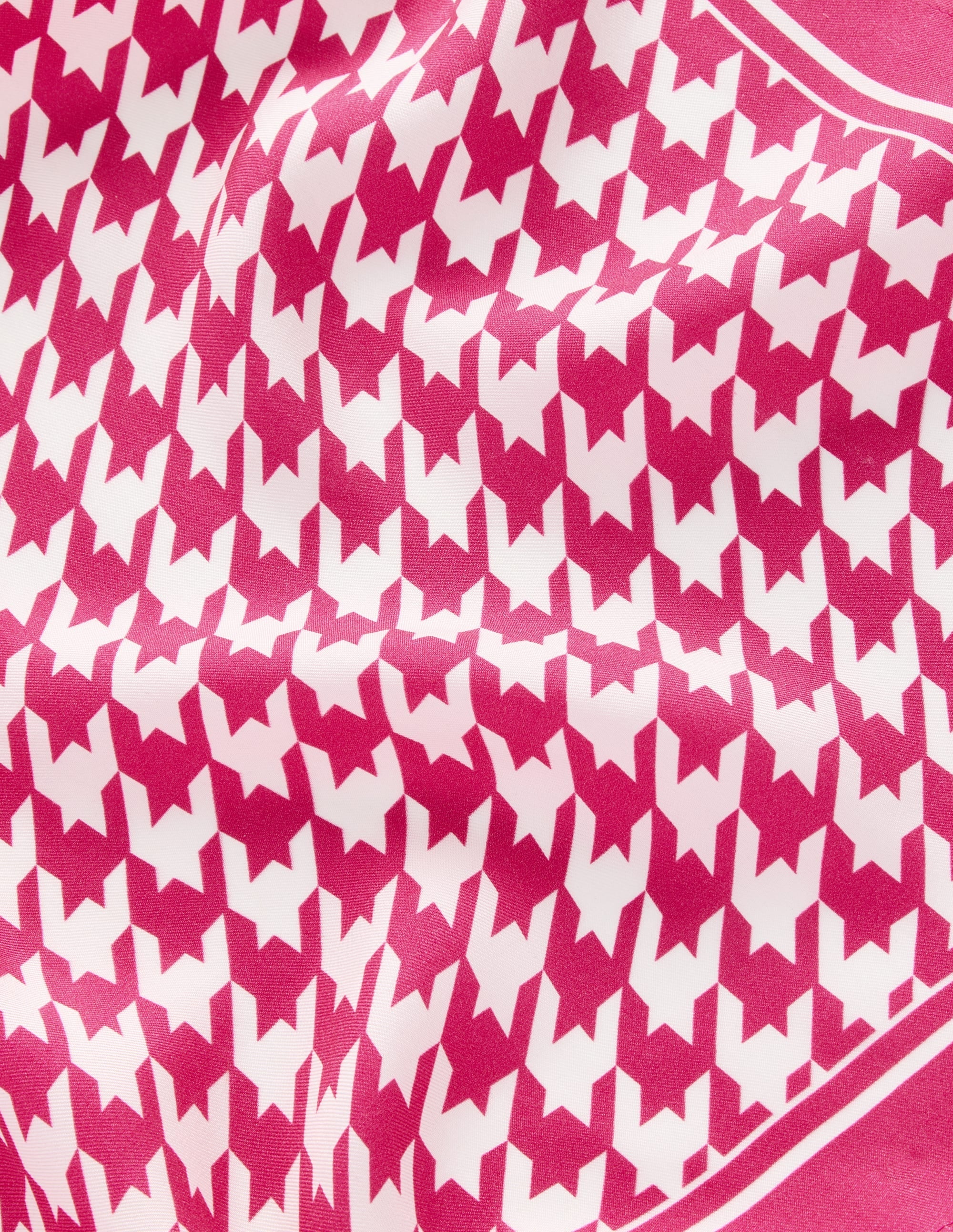 Silk Square Scarf-Pink Peony, Houndstooth