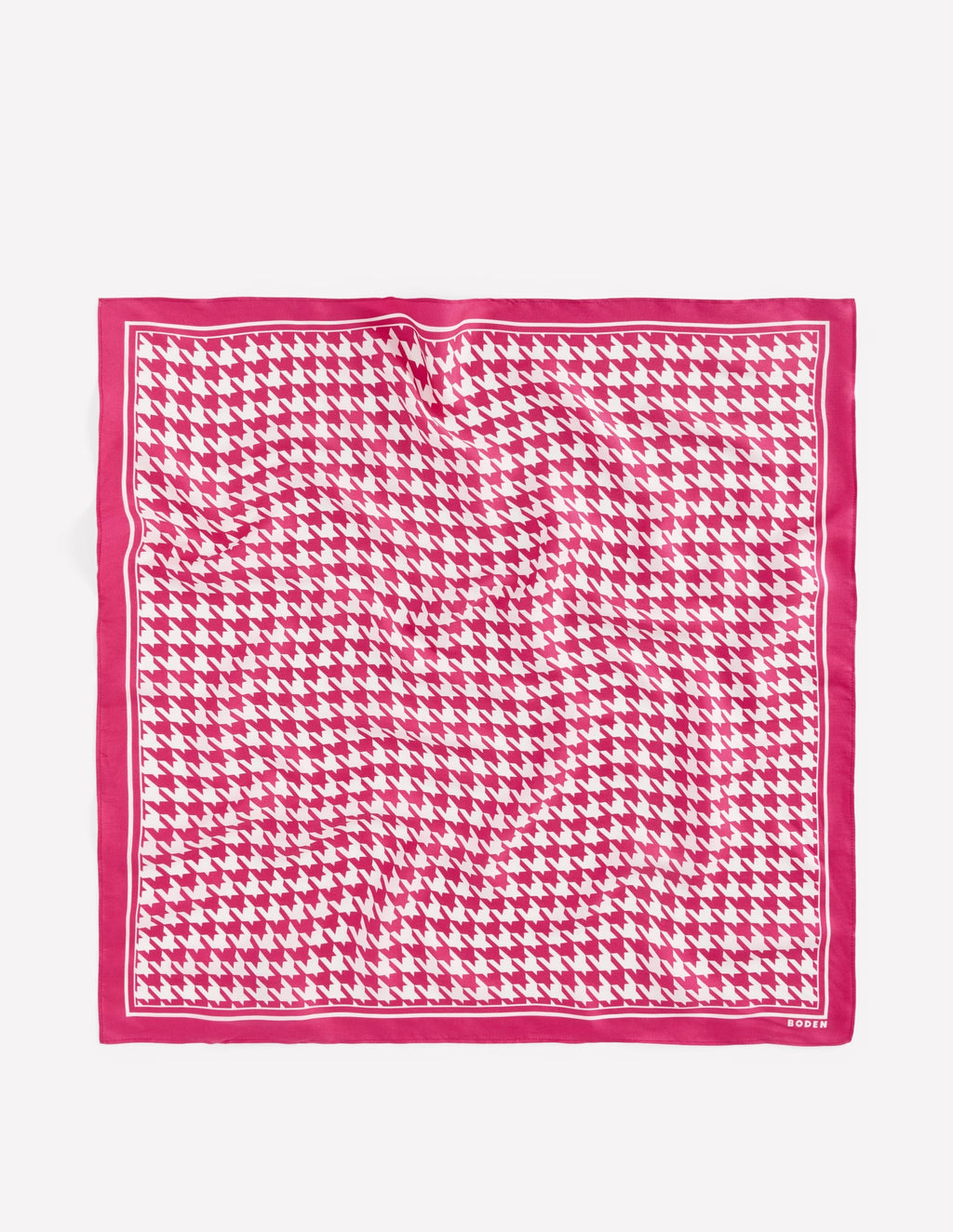 Silk Square Scarf-Pink Peony, Houndstooth
