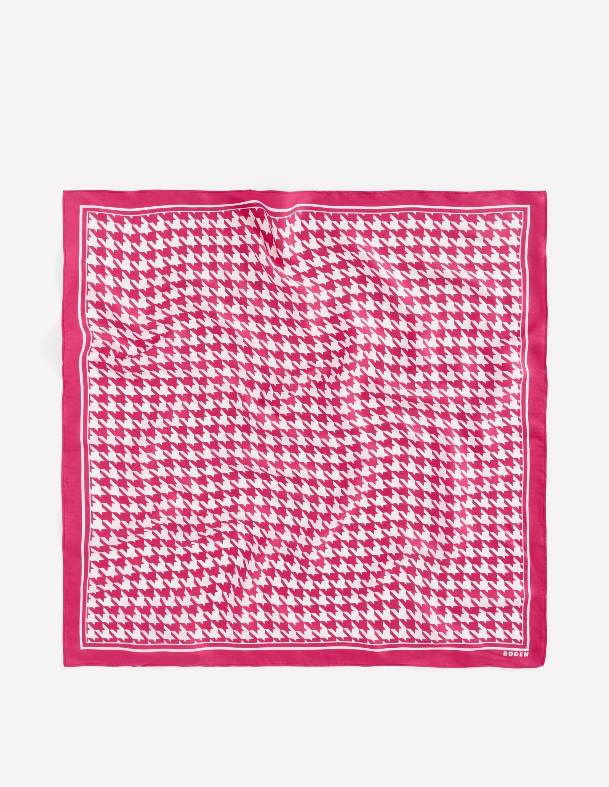 Silk Square Scarf-Pink Peony, Houndstooth