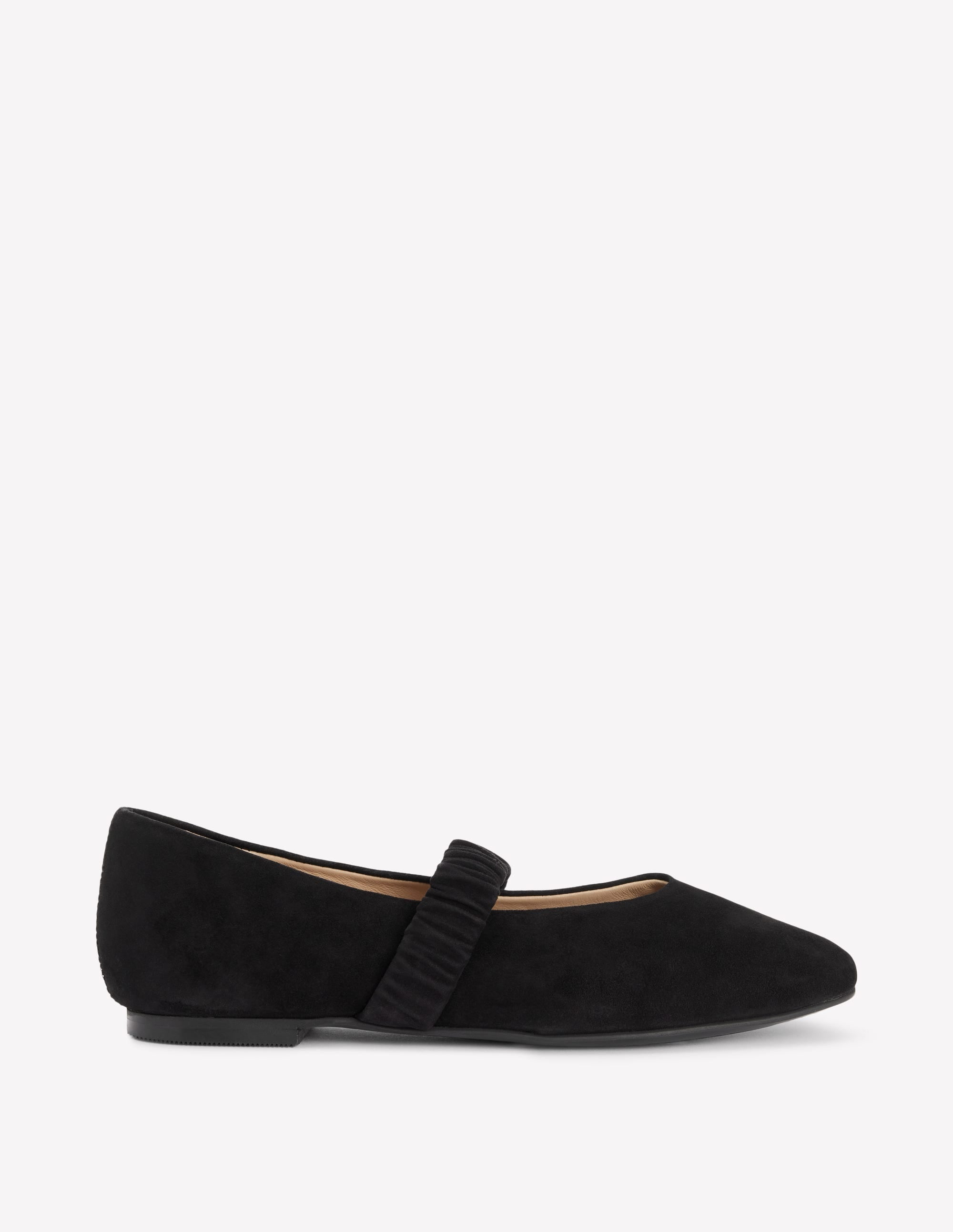 Ruched Ballet Flats-Black