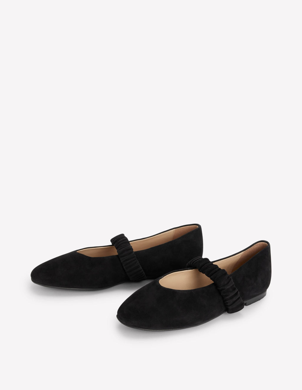 Ruched Ballet Flats-Black