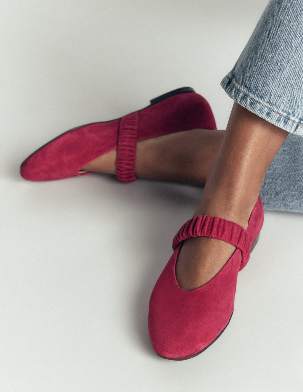 Ruched Ballet Flats-Wine