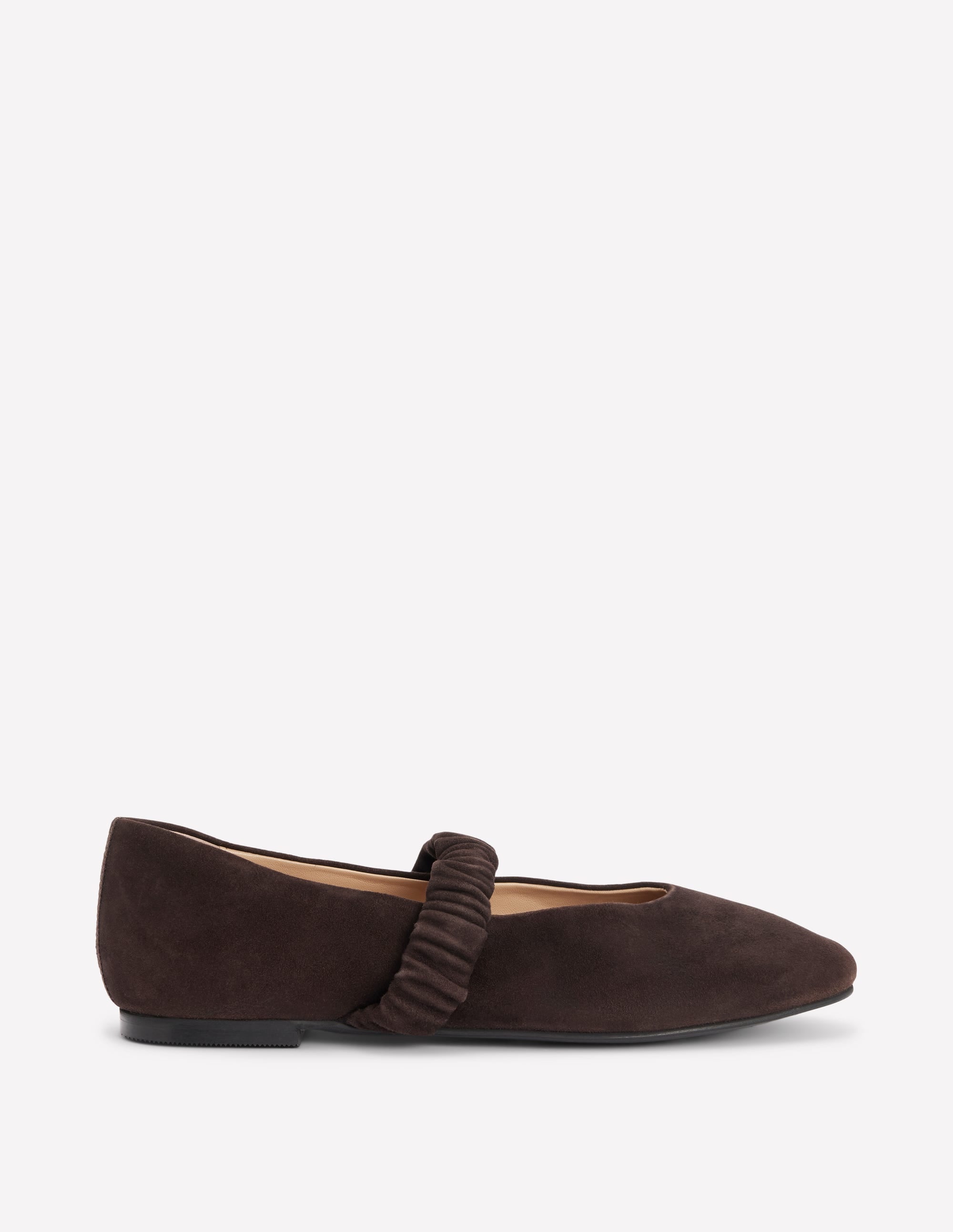 Ruched Ballet Flats-Bitter Chocolate