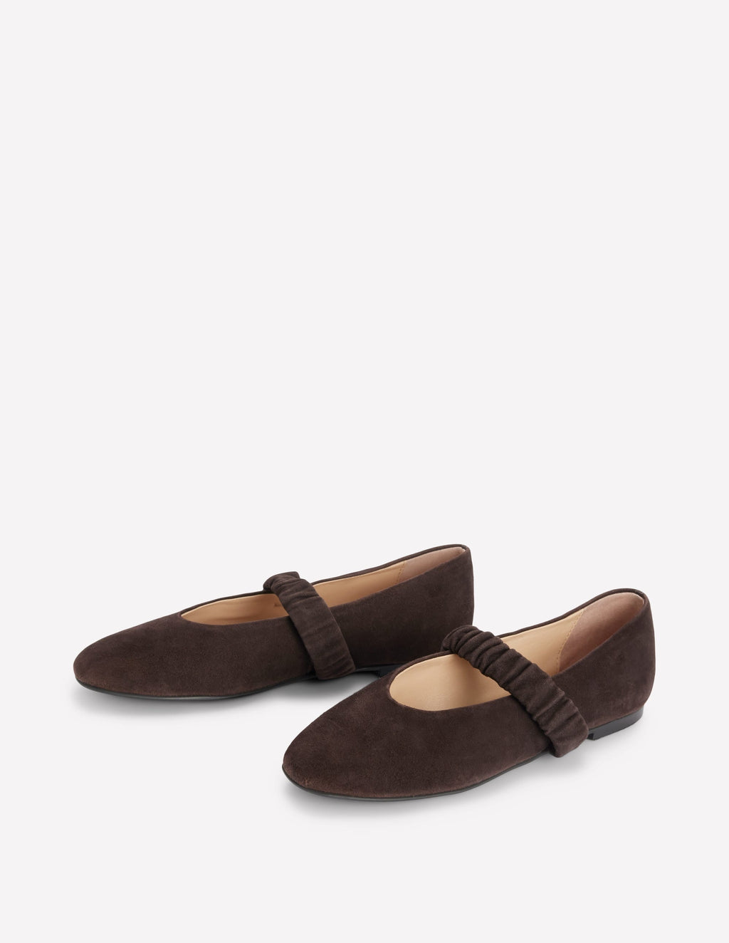 Ruched Ballet Flats-Bitter Chocolate