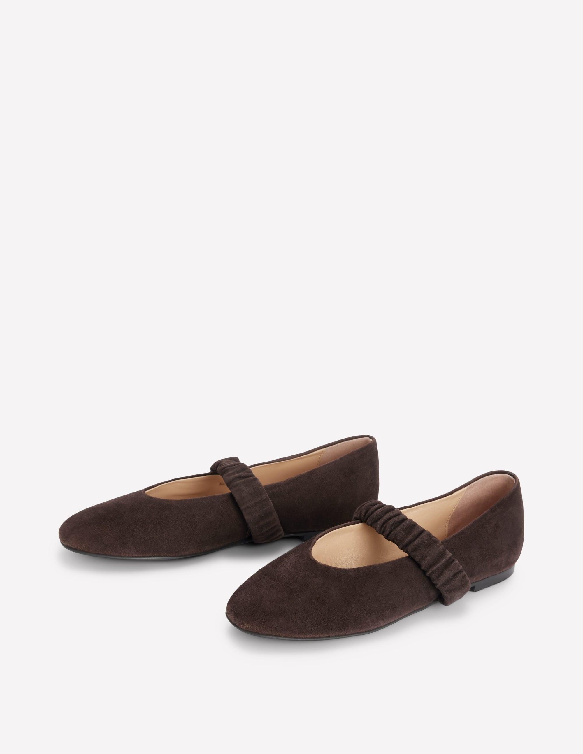 Ruched Ballet Flats-Bitter Chocolate