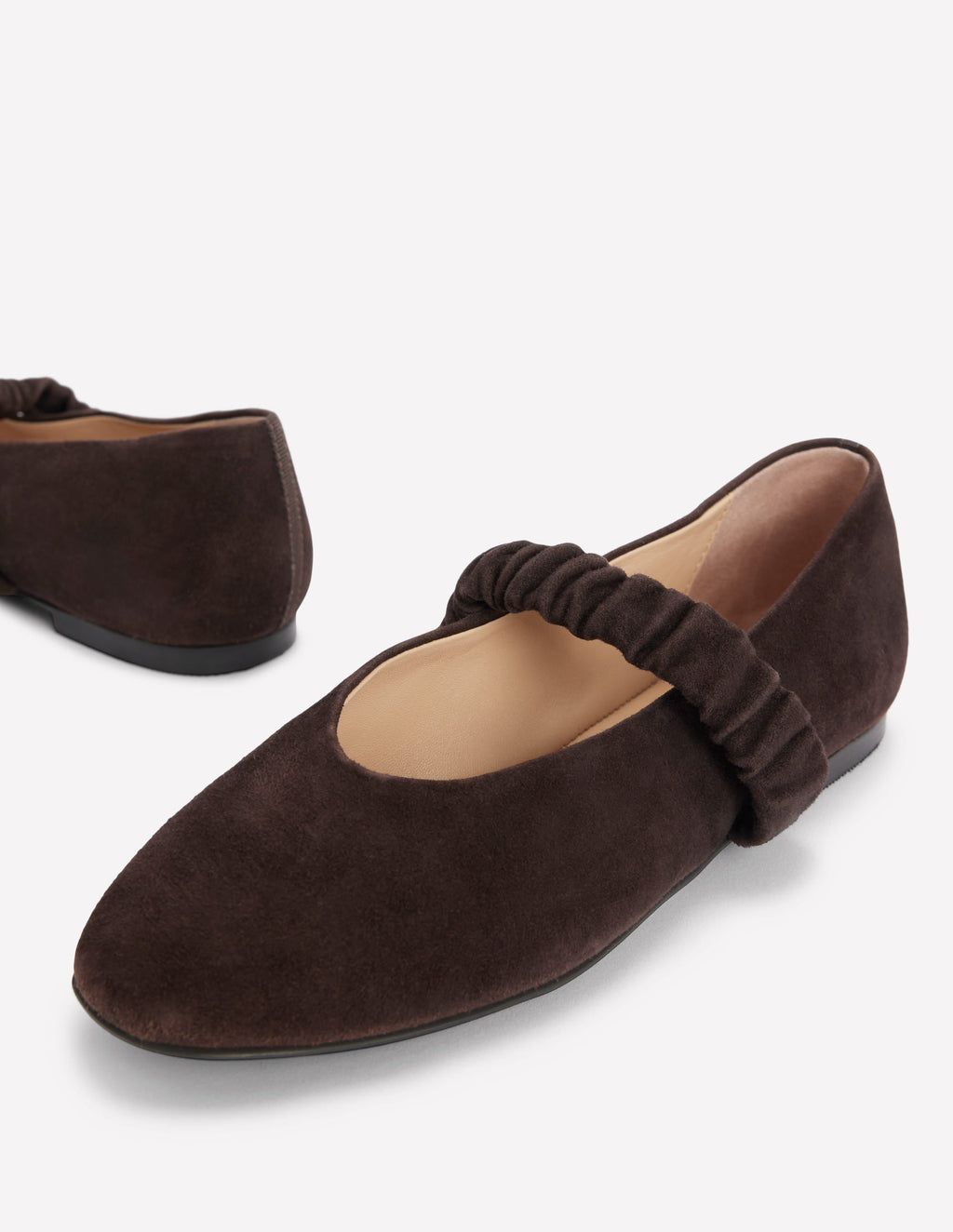 Ruched Ballet Flats-Bitter Chocolate