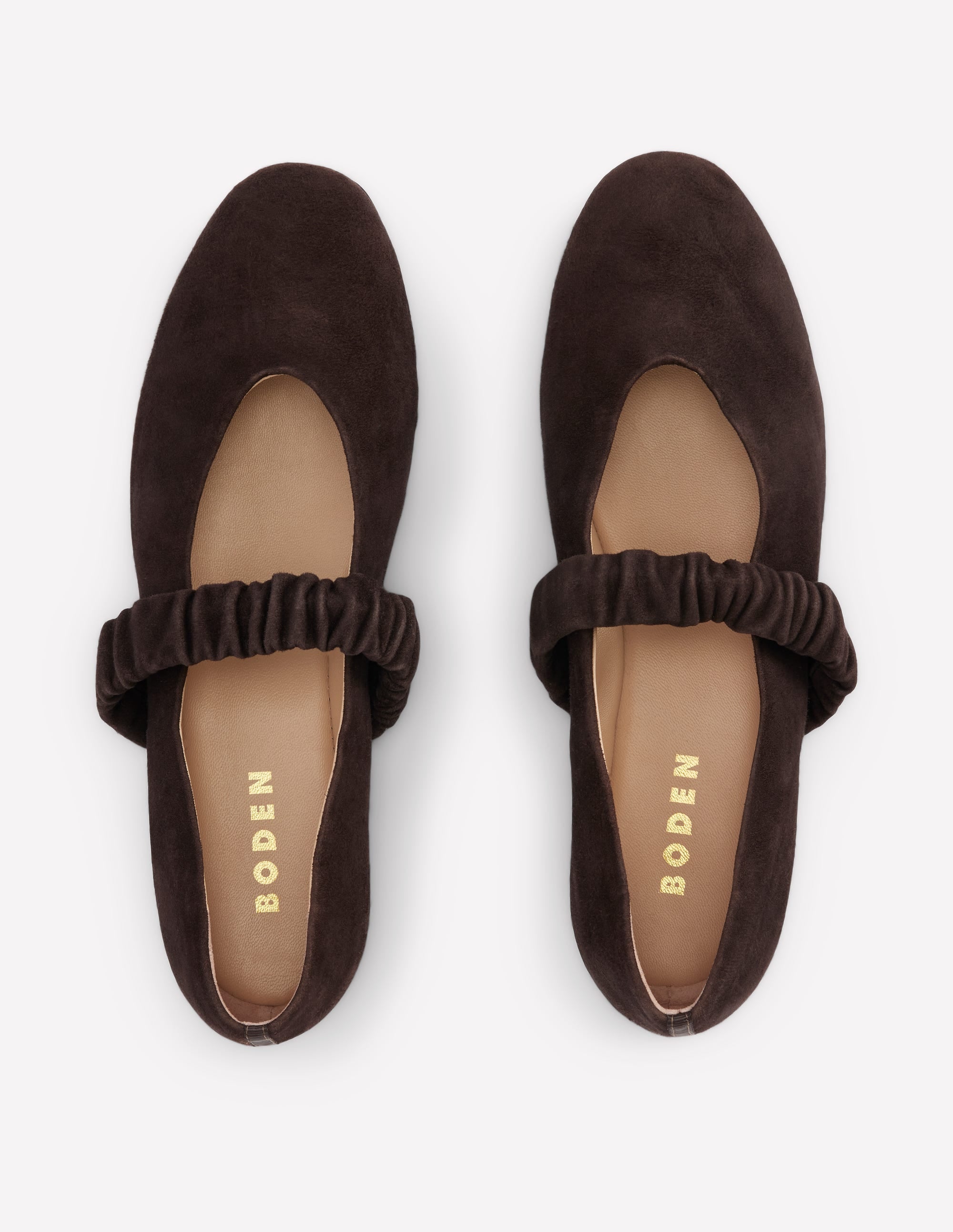 Ruched Ballet Flats-Bitter Chocolate