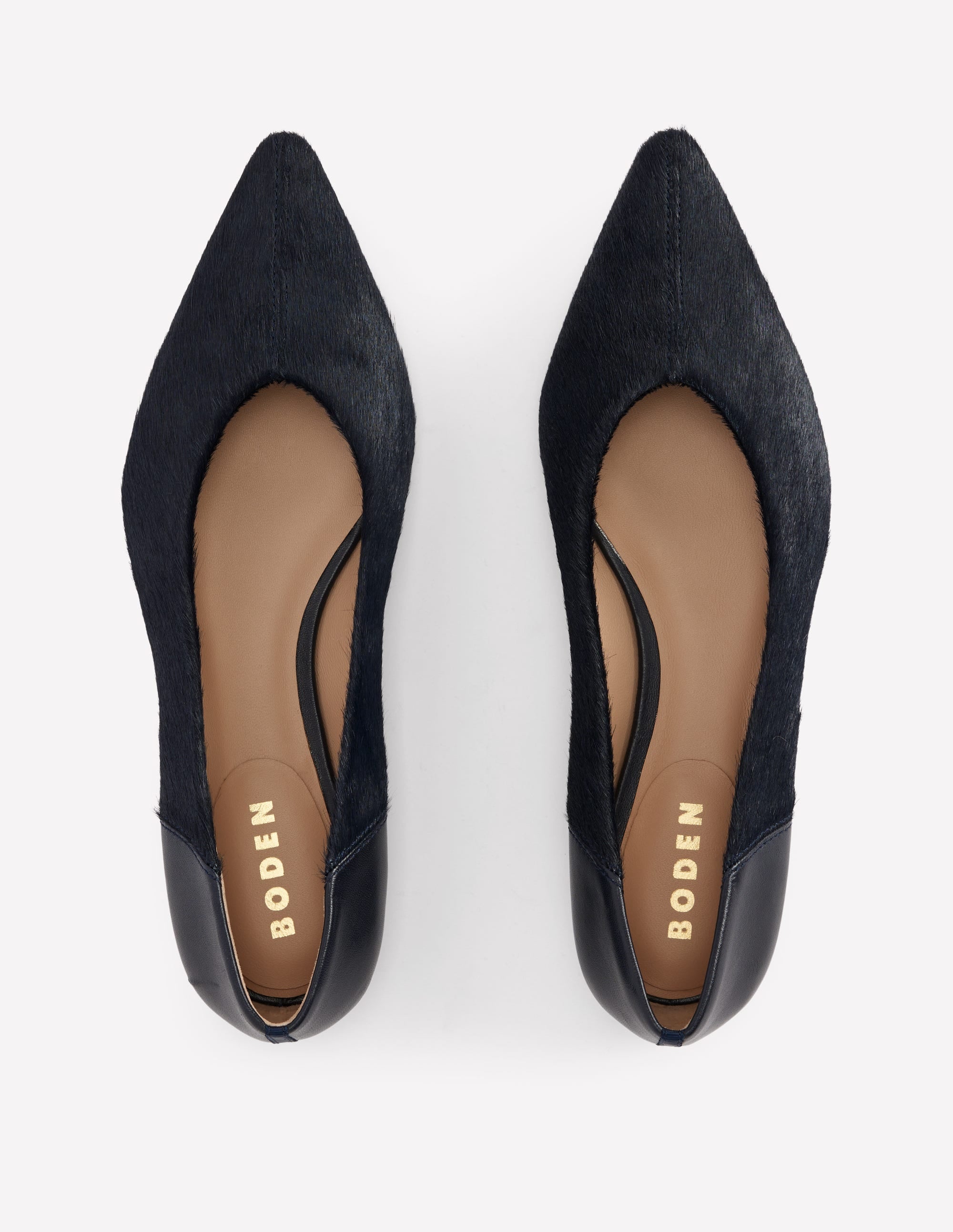 Pointed Toe Flats-Navy