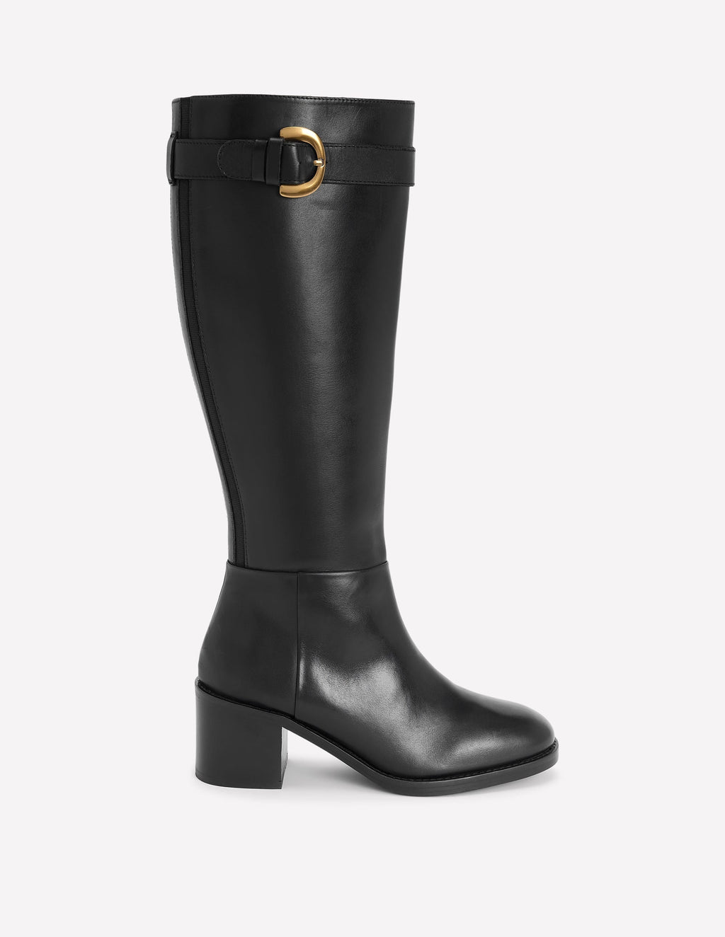Buckle Detail Knee Boot-Black