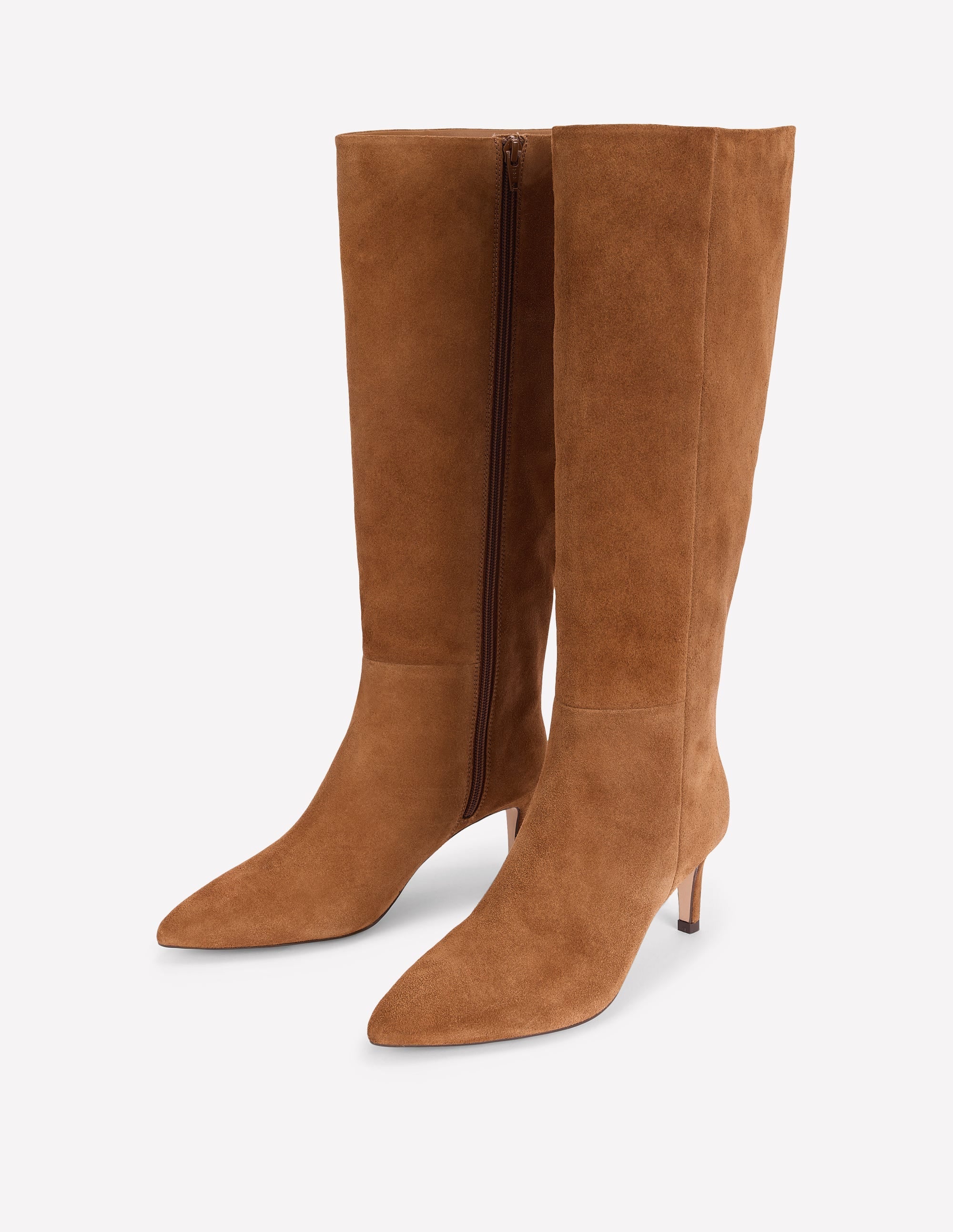 Straight Leg Heeled Boot-Golden Brown