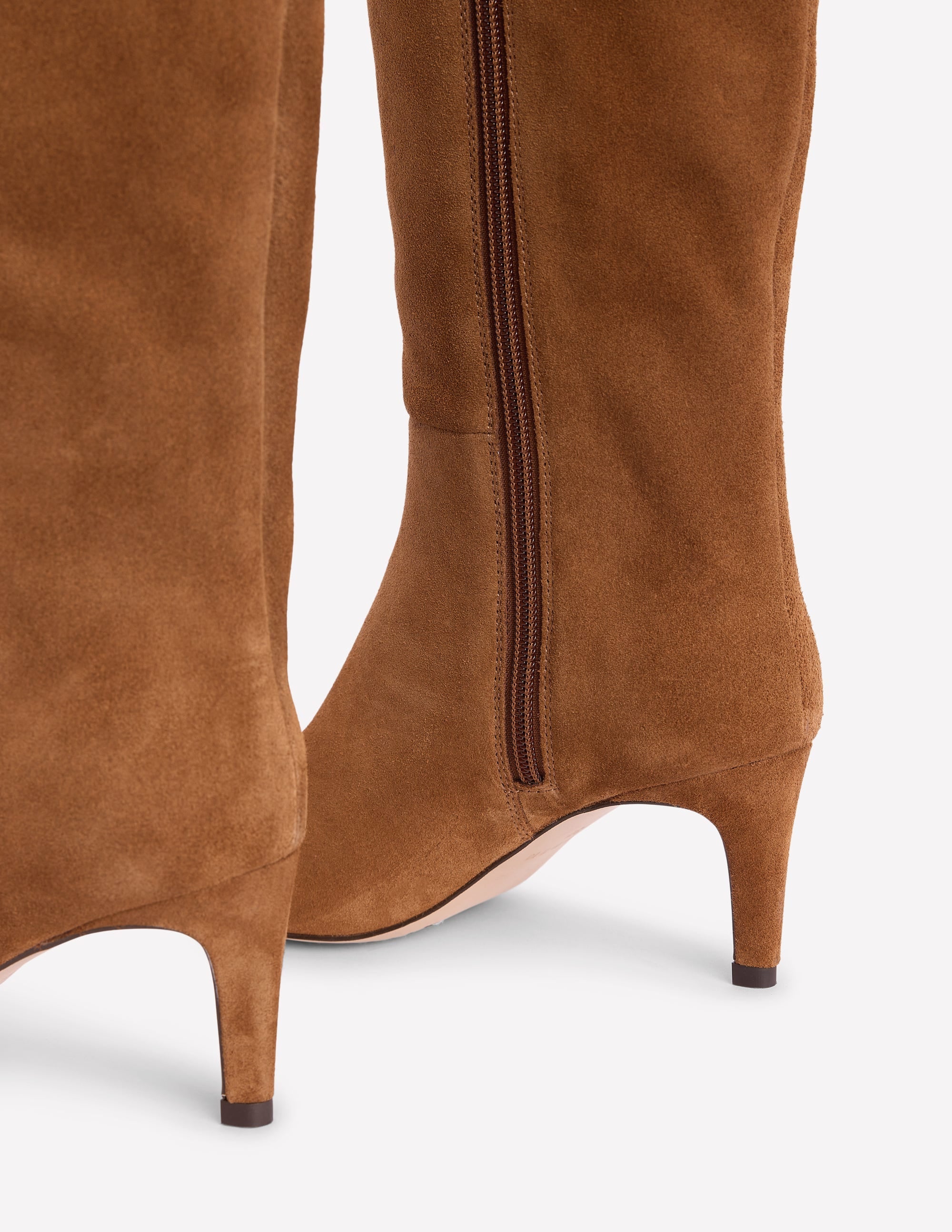 Straight Leg Heeled Boot-Golden Brown