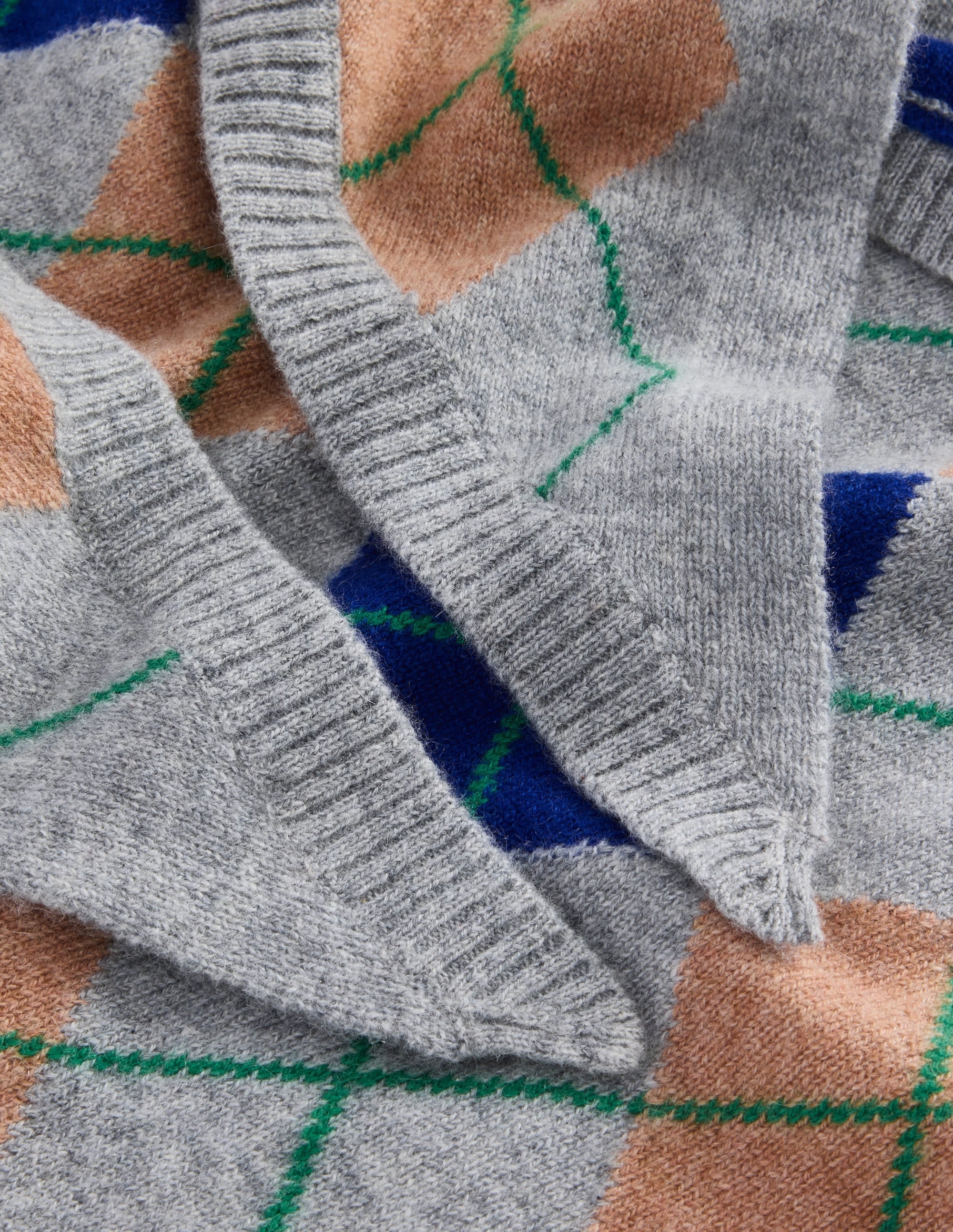 Cashmere Neckerchief-Grey Argyle