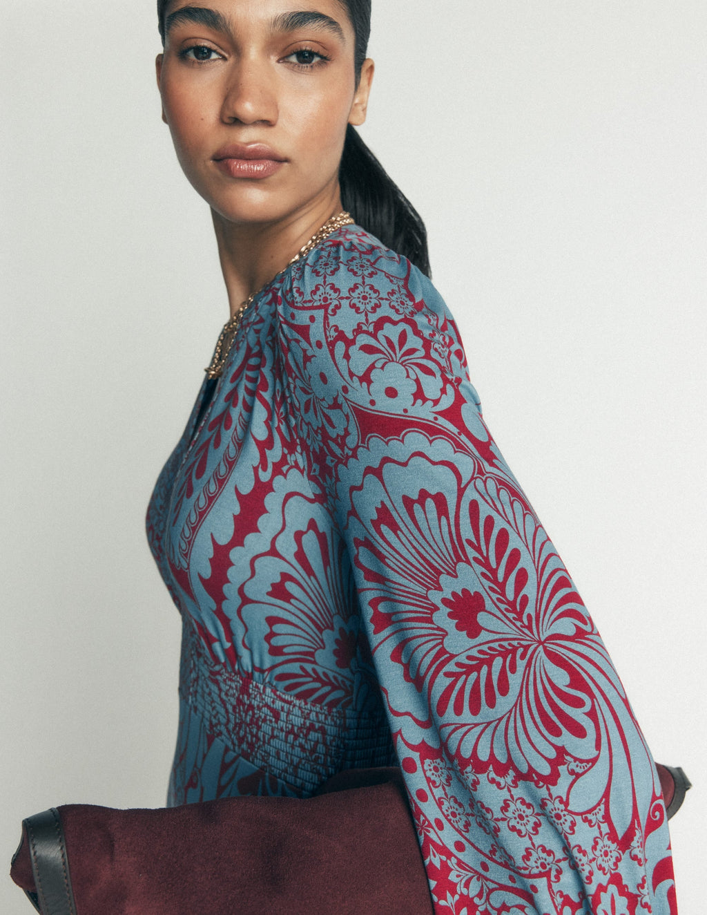 Jersey Midi Dress-Delphinum Blue, Botanical