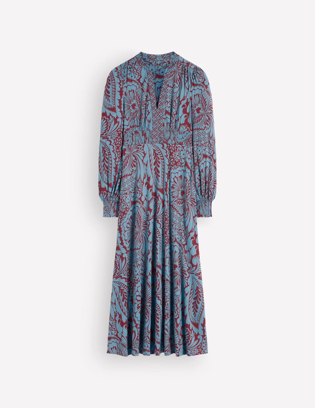 Jersey Midi Dress-Delphinum Blue, Botanical