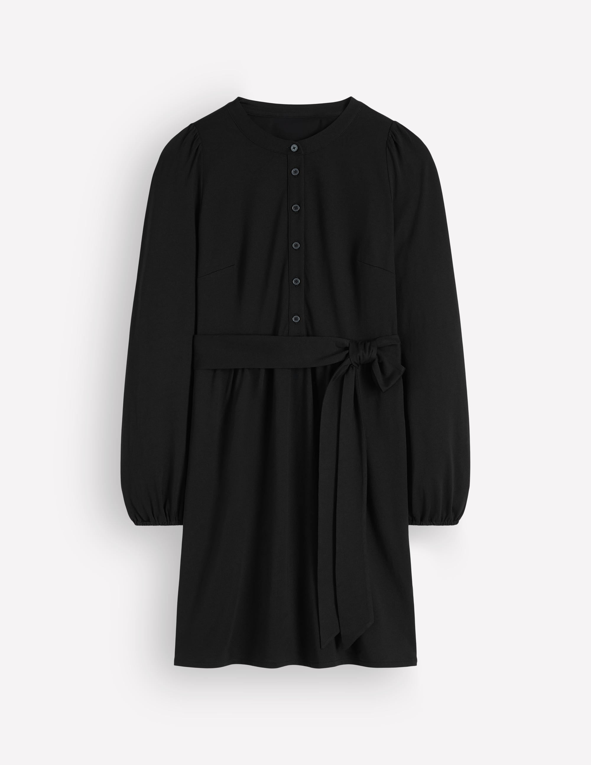 Belted Jersey Dress-Black