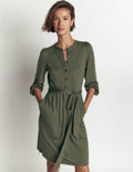 Belted Jersey Dress-Chrome Green