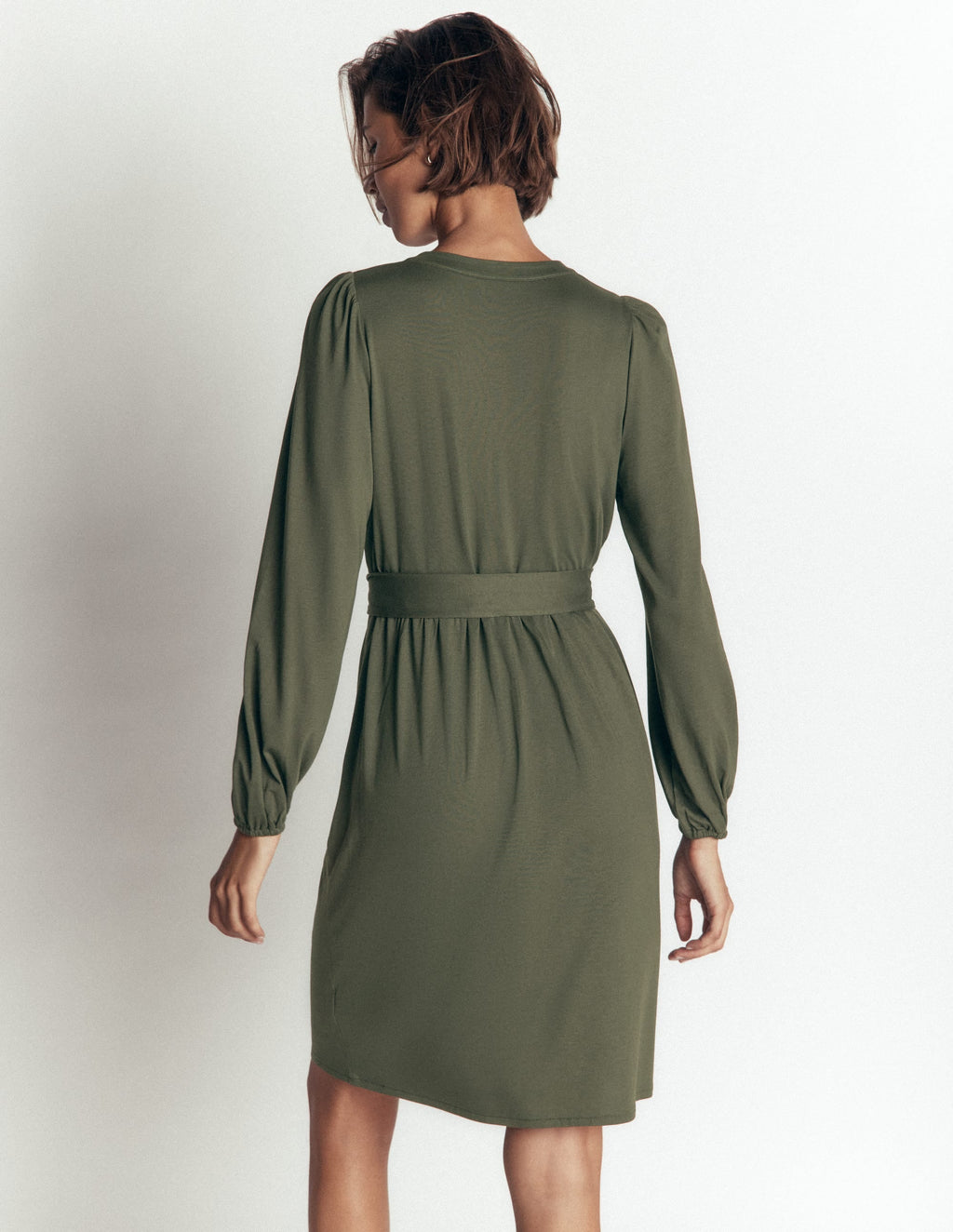 Belted Jersey Dress-Chrome Green