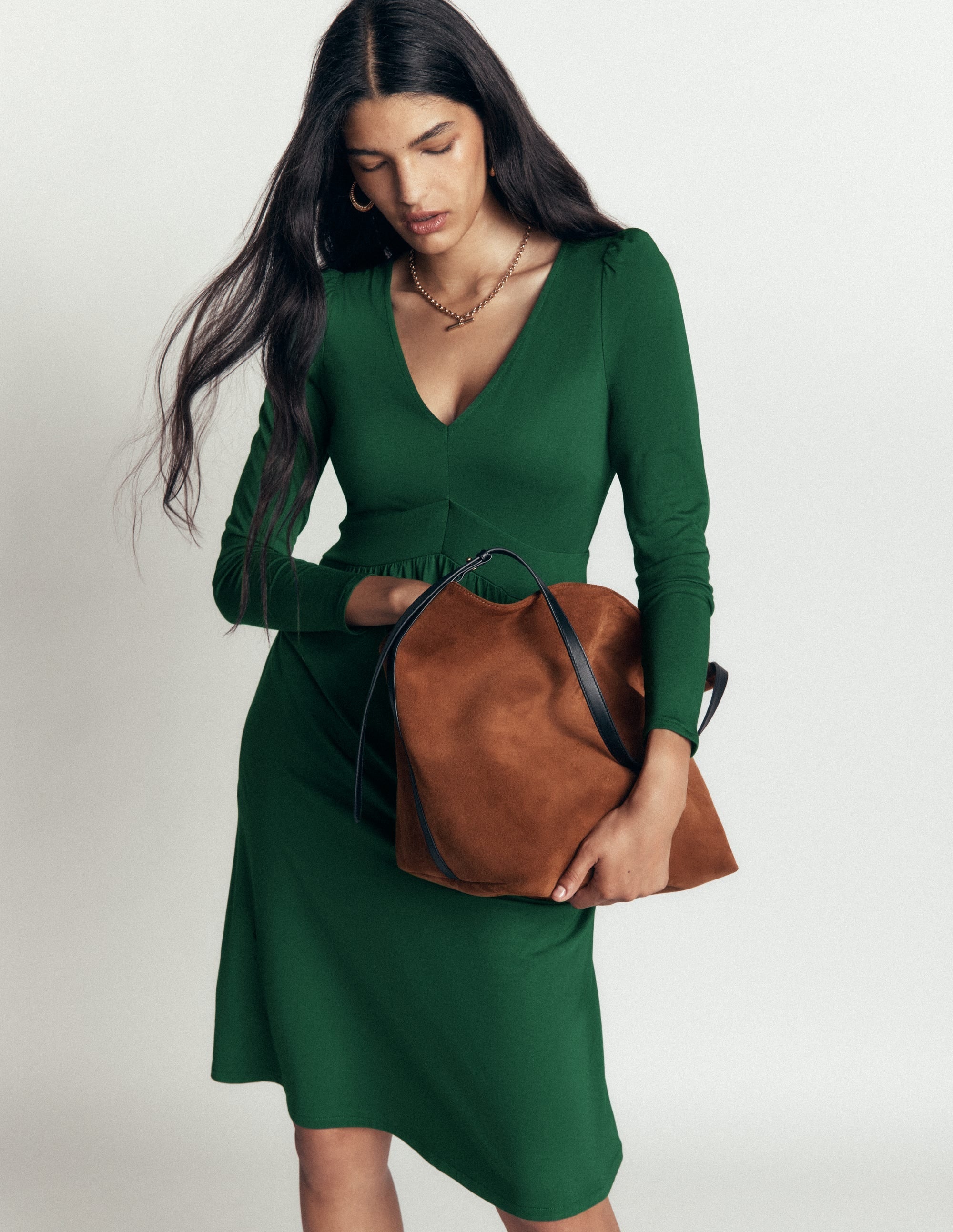 Jersey Short Dress-Hunter Green