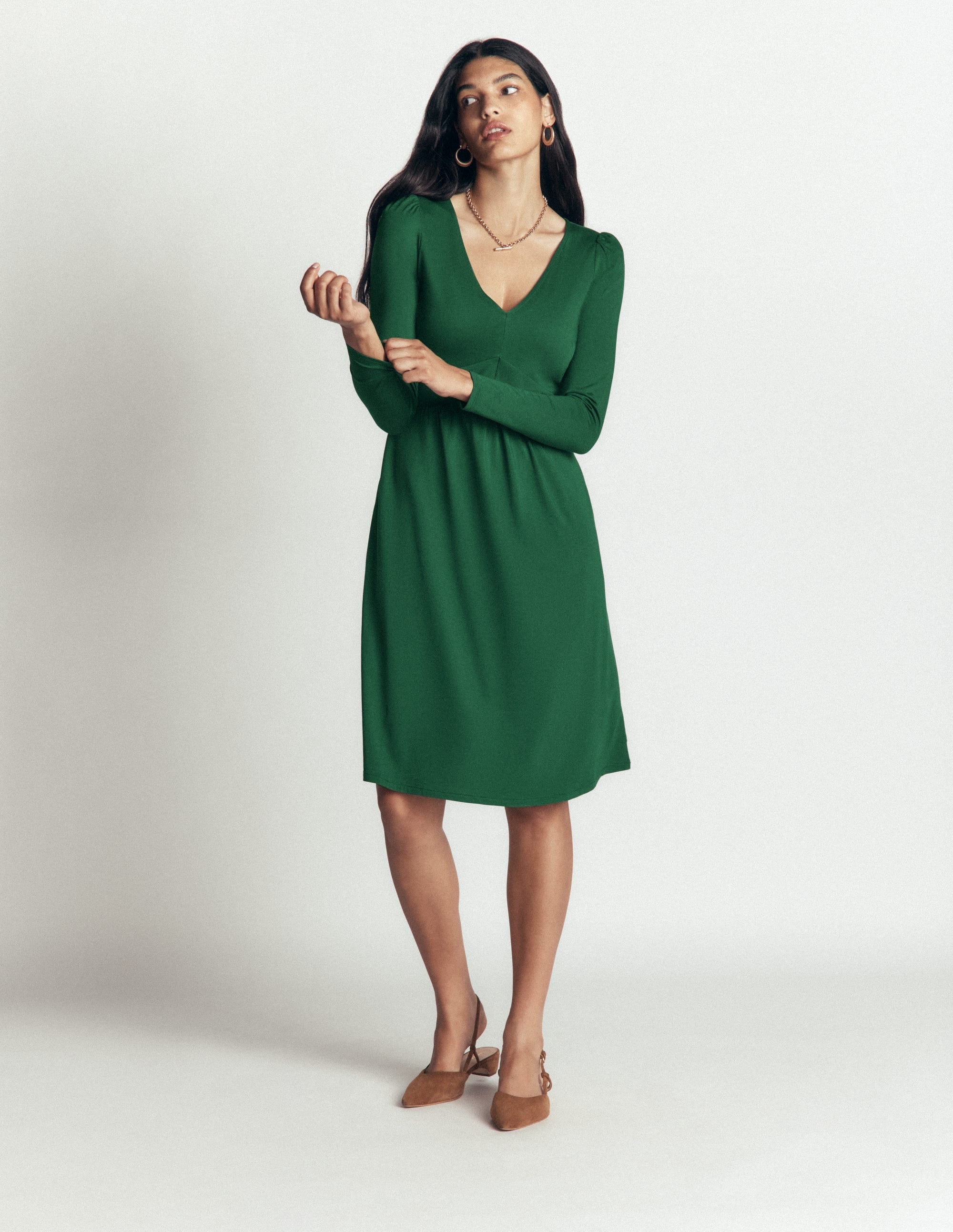 Jersey Short Dress-Hunter Green