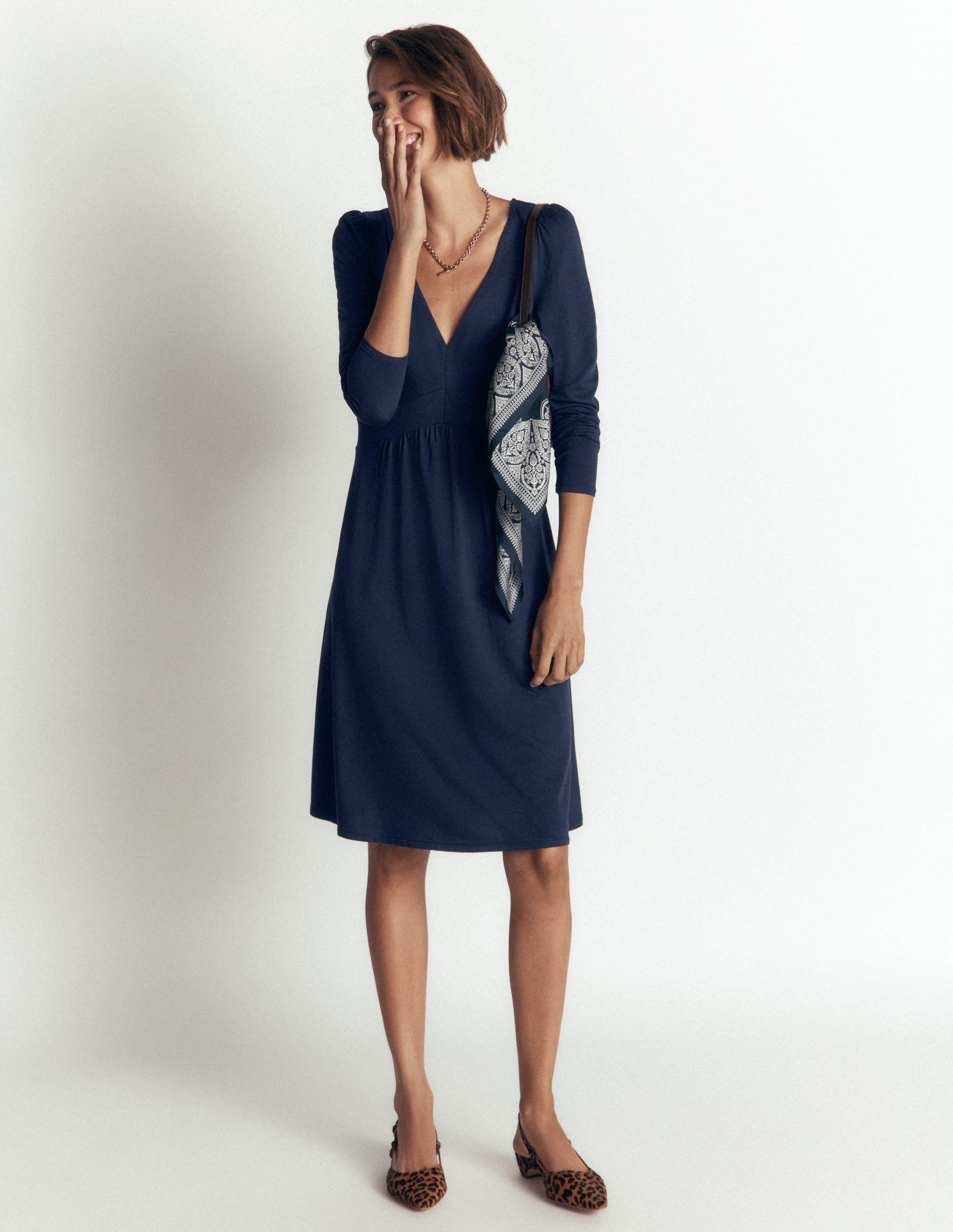 Jersey Short Dress-Navy