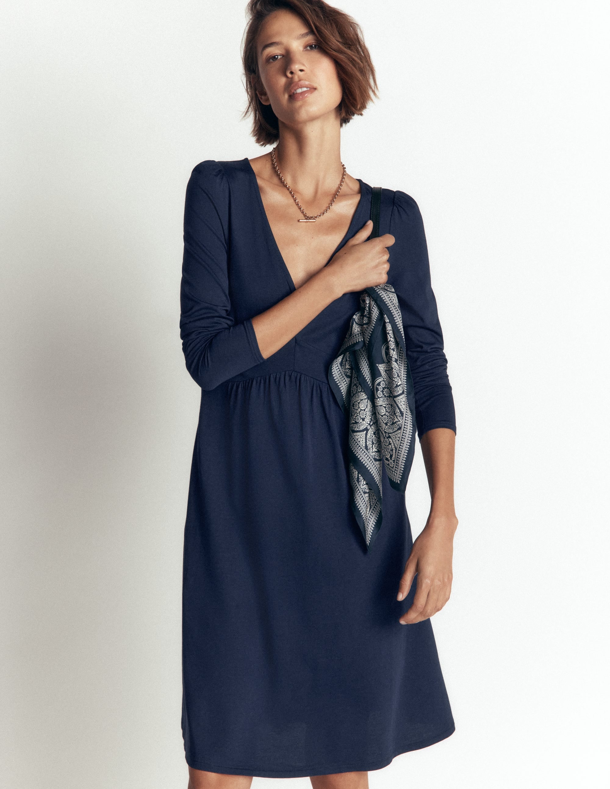Jersey Short Dress-Navy