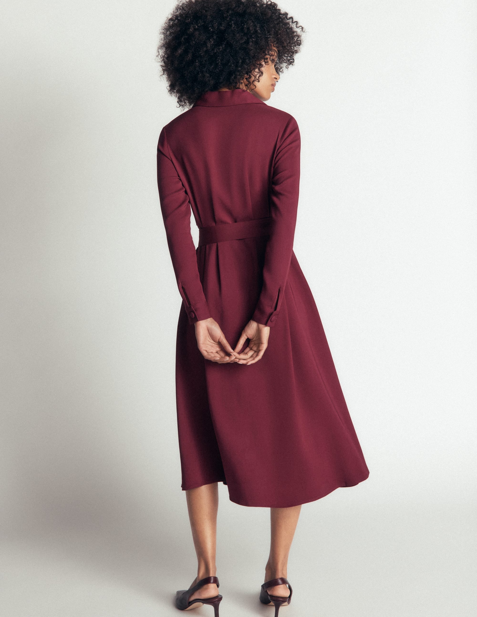 Pleated Shirt Dress-Deep Wisteria