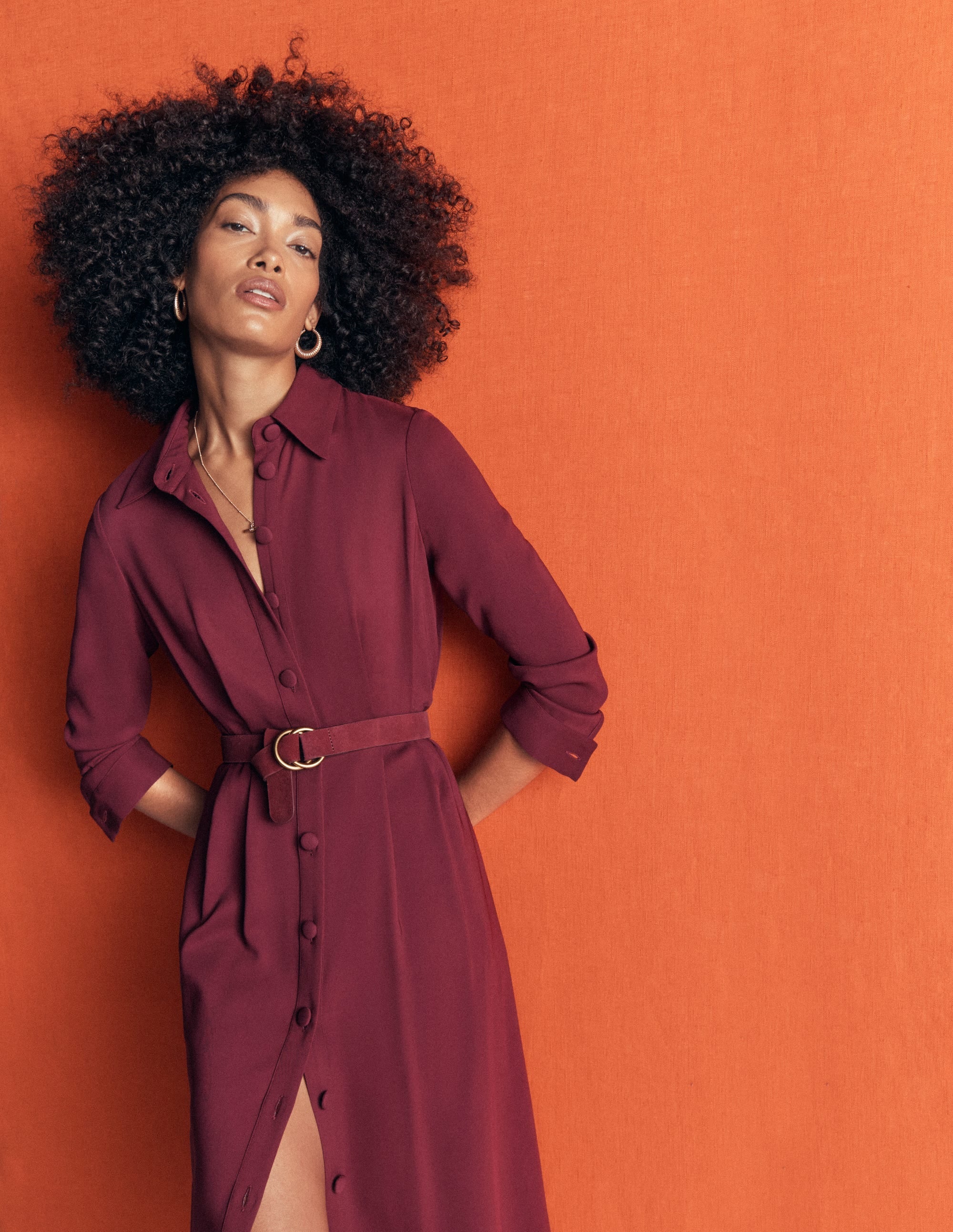 Pleated Shirt Dress-Deep Wisteria