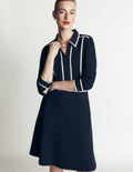 Short Dress-Navy, Ivory