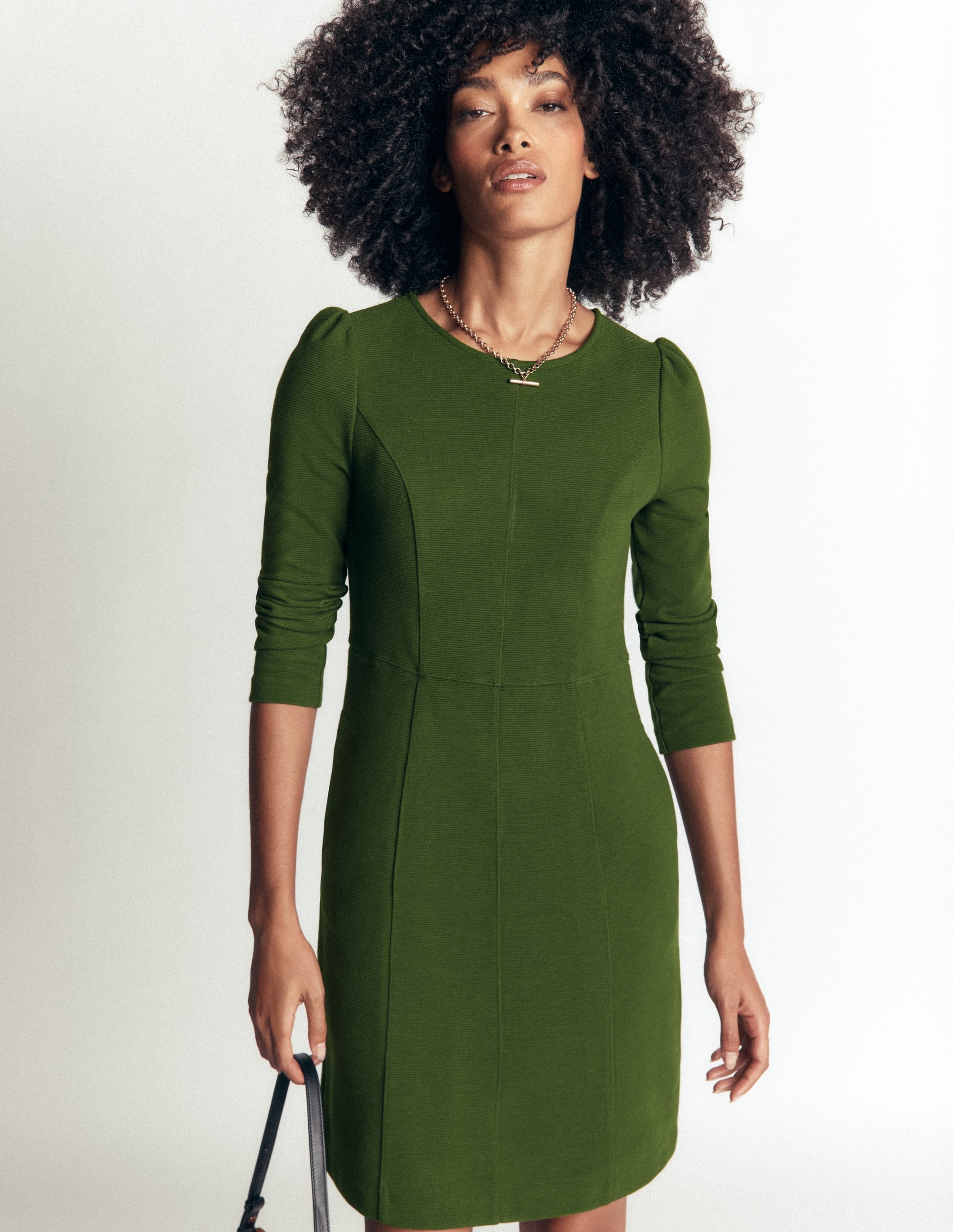 Seamed Ottoman Dress-Green Fir