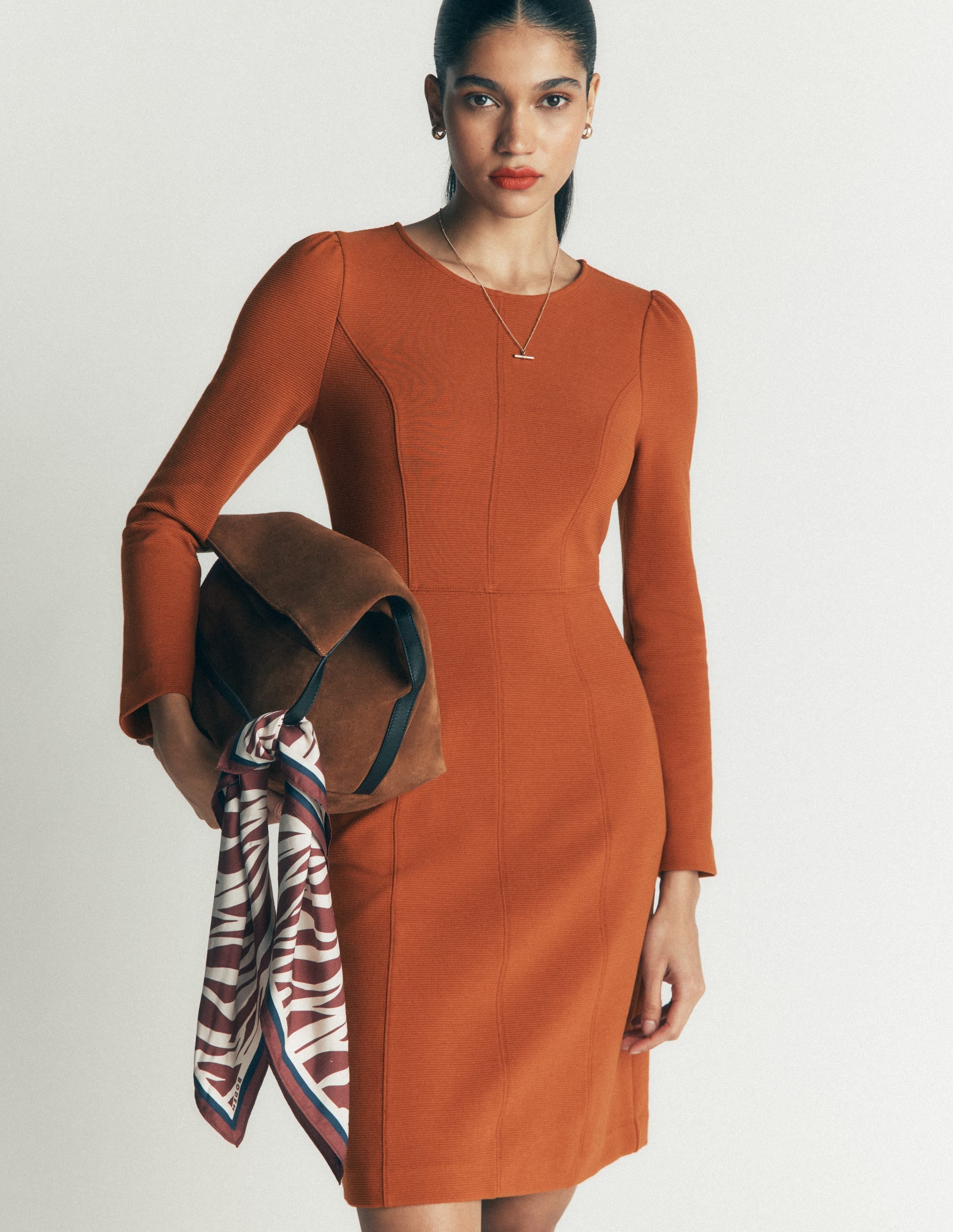 Seamed Ottoman Dress-Gingerbread