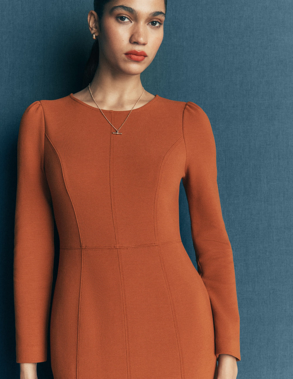 Seamed Ottoman Dress-Gingerbread