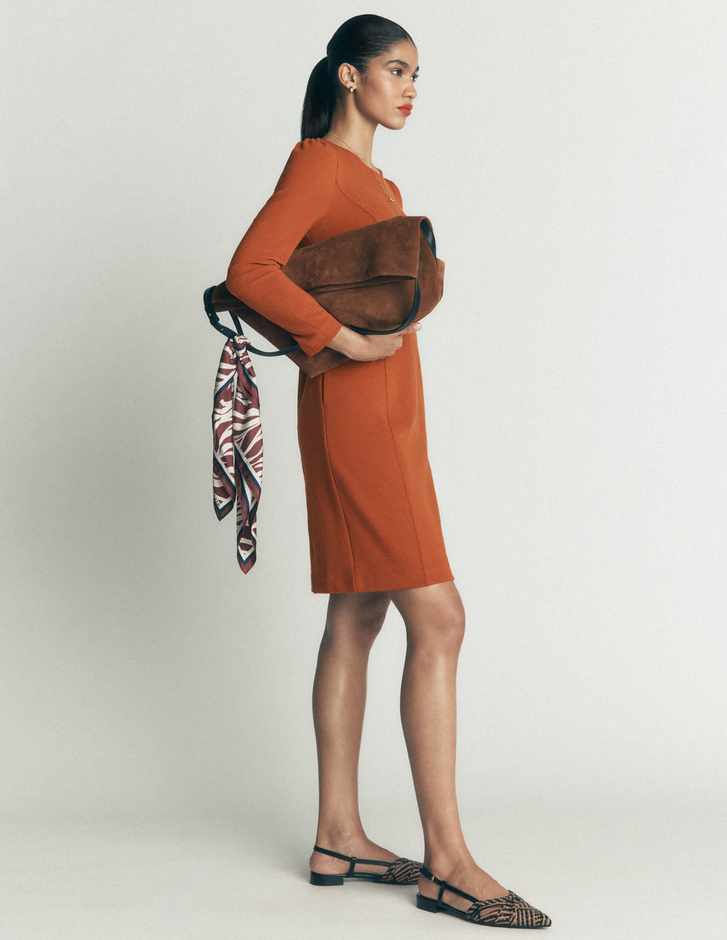 Seamed Ottoman Dress-Gingerbread