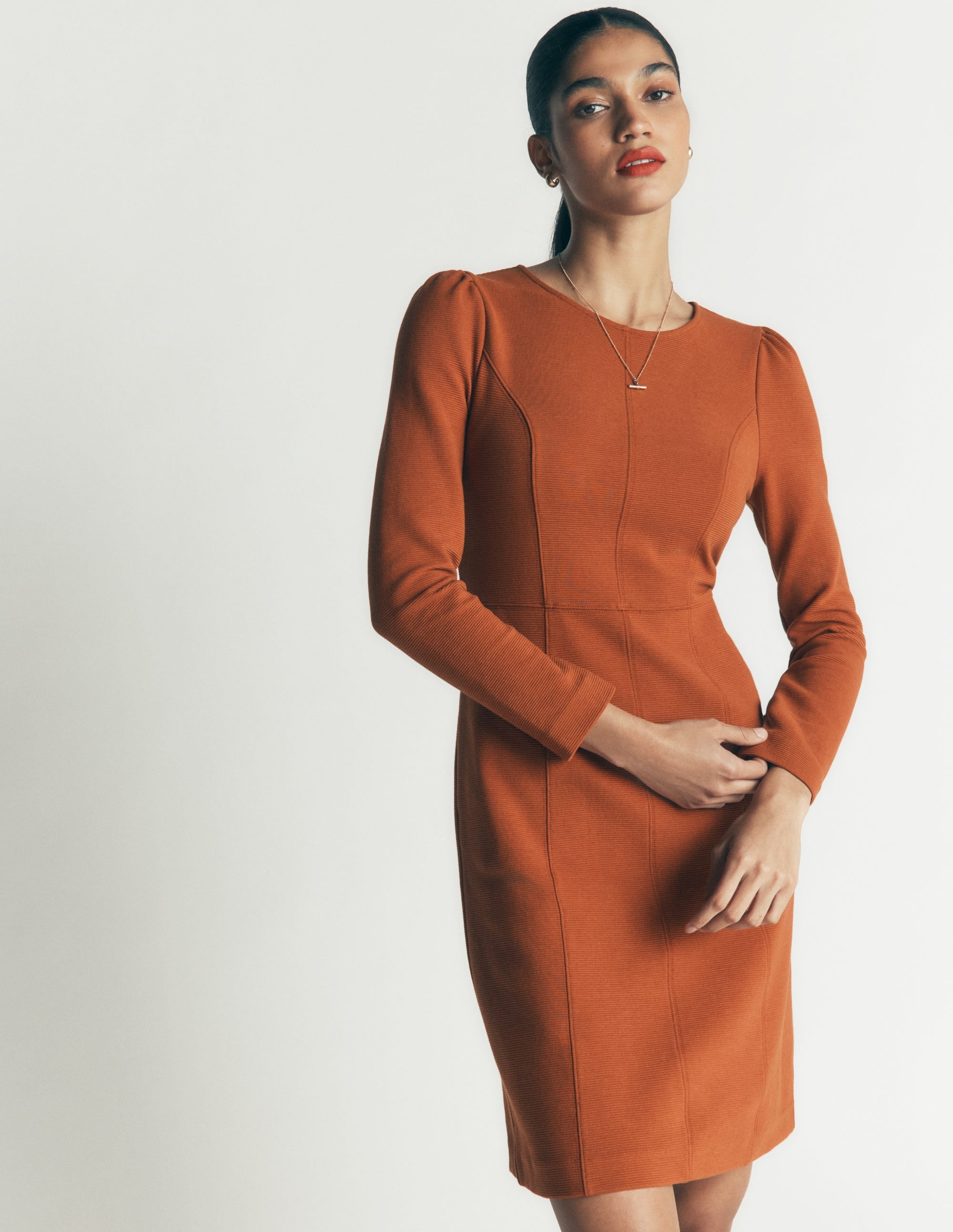 Seamed Ottoman Dress-Gingerbread