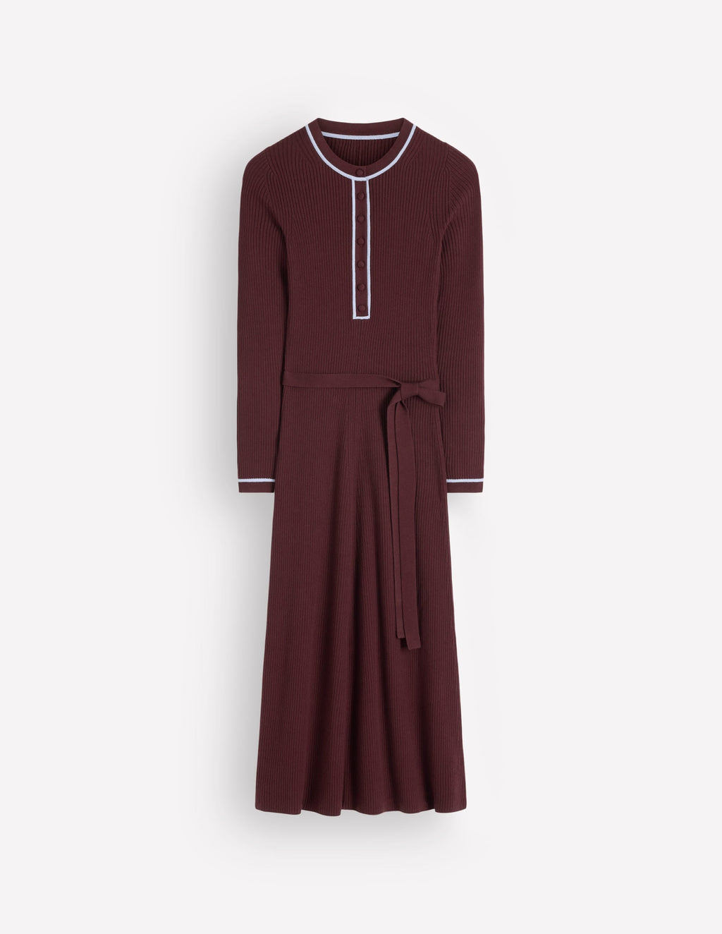 Ribbed Crew Dress-Raw Umber, Faded Denim
