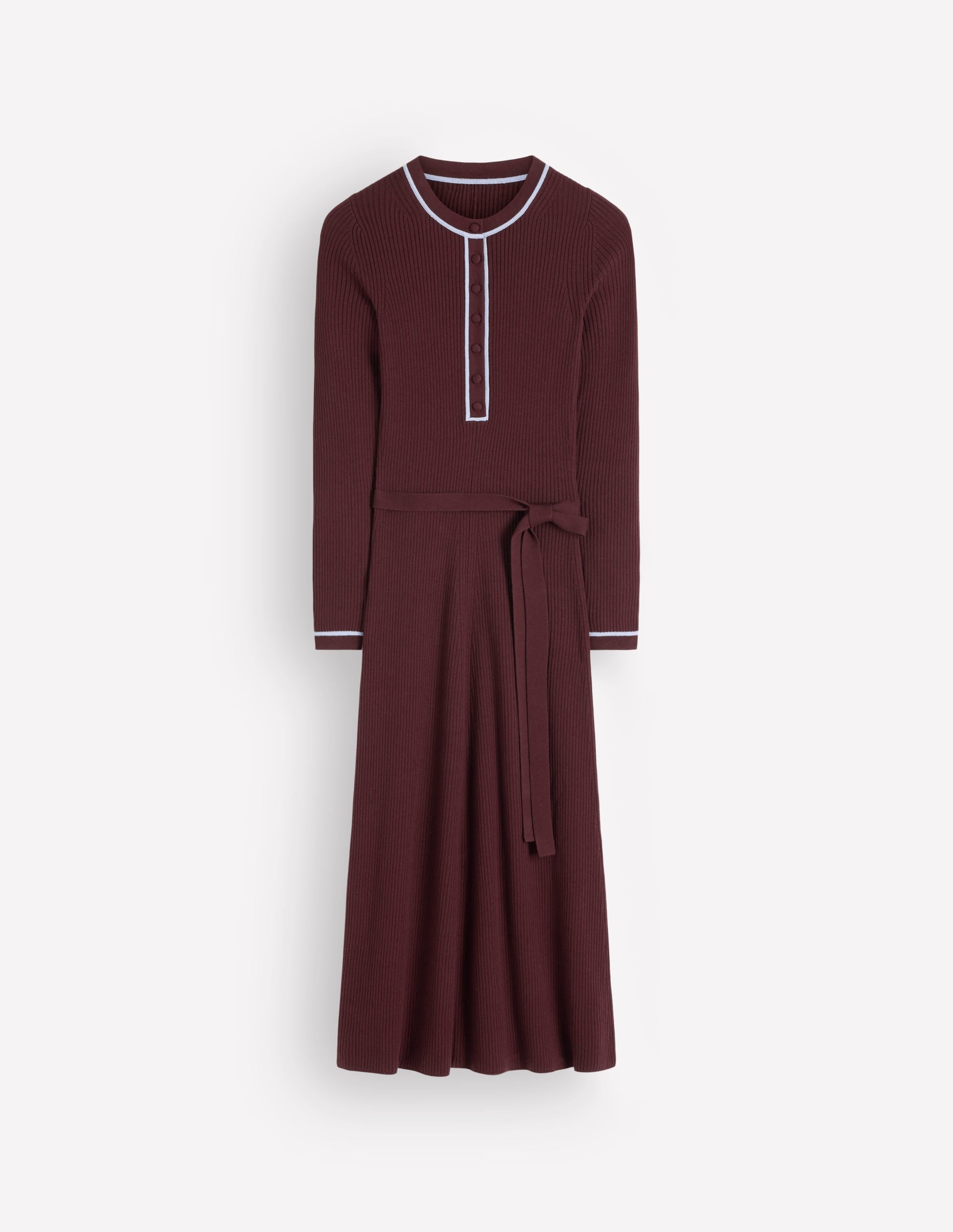 Ribbed Crew Dress-Raw Umber, Faded Denim