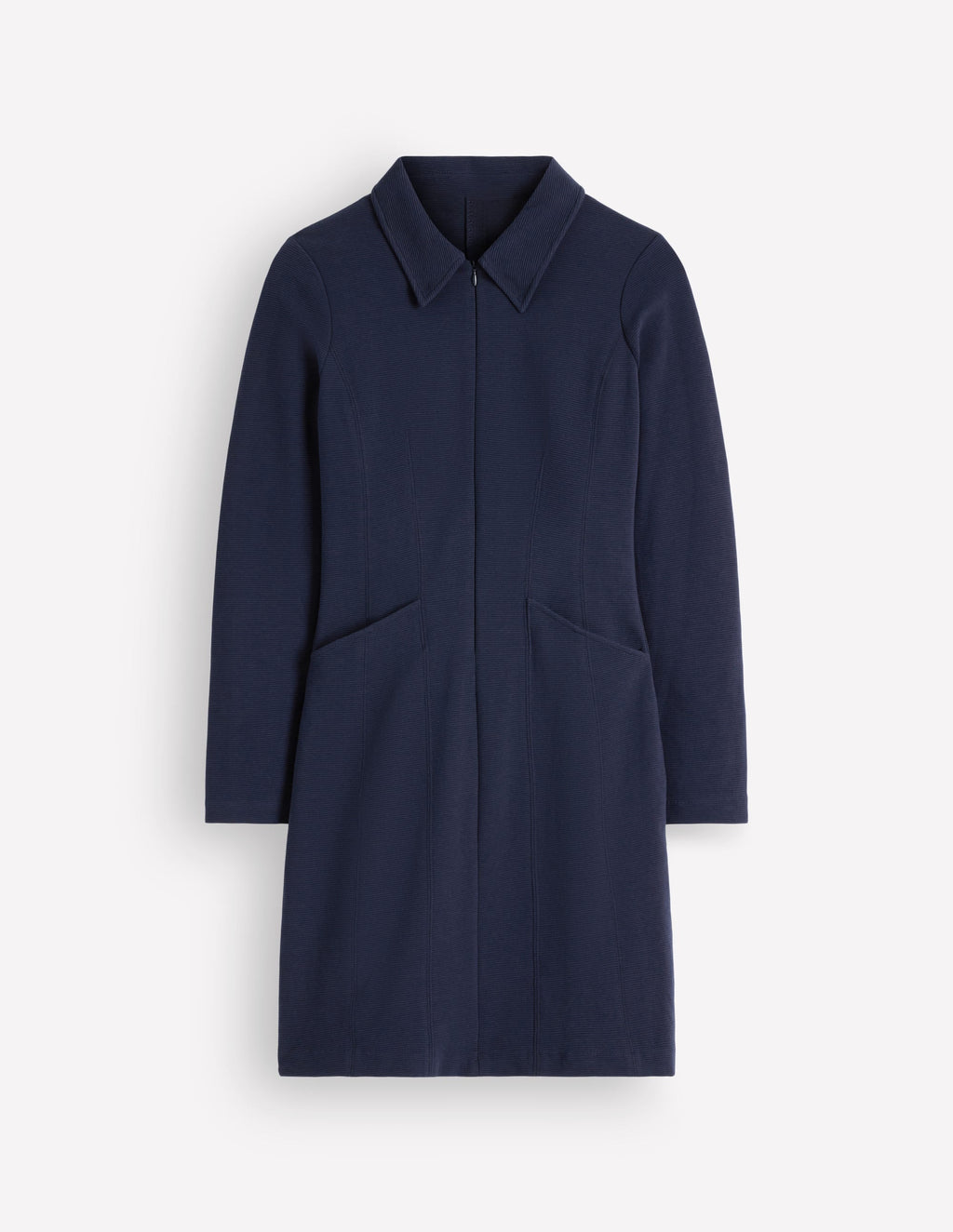 Ottoman Long Sleeve Dress-Navy