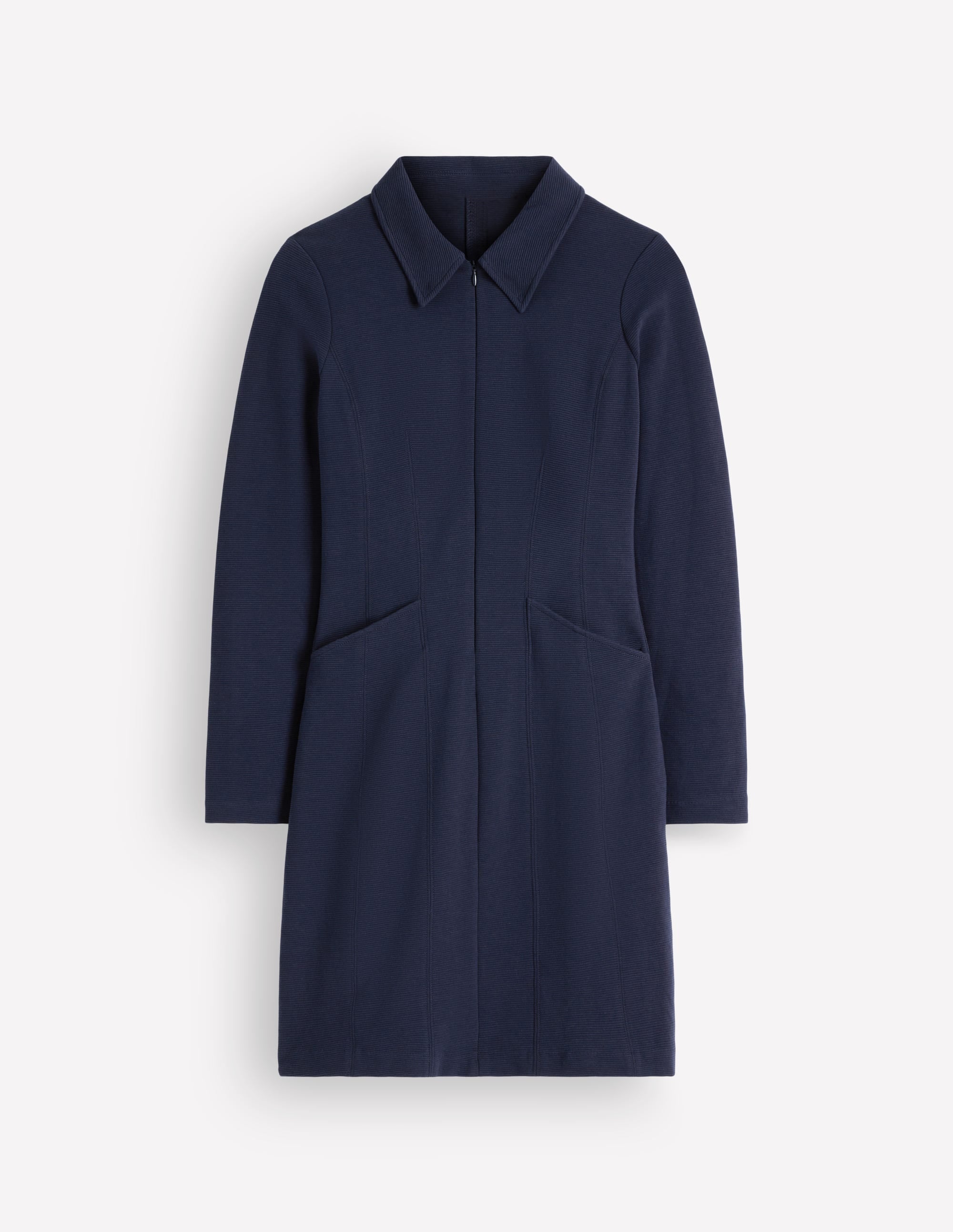 Ottoman Long Sleeve Dress-Navy