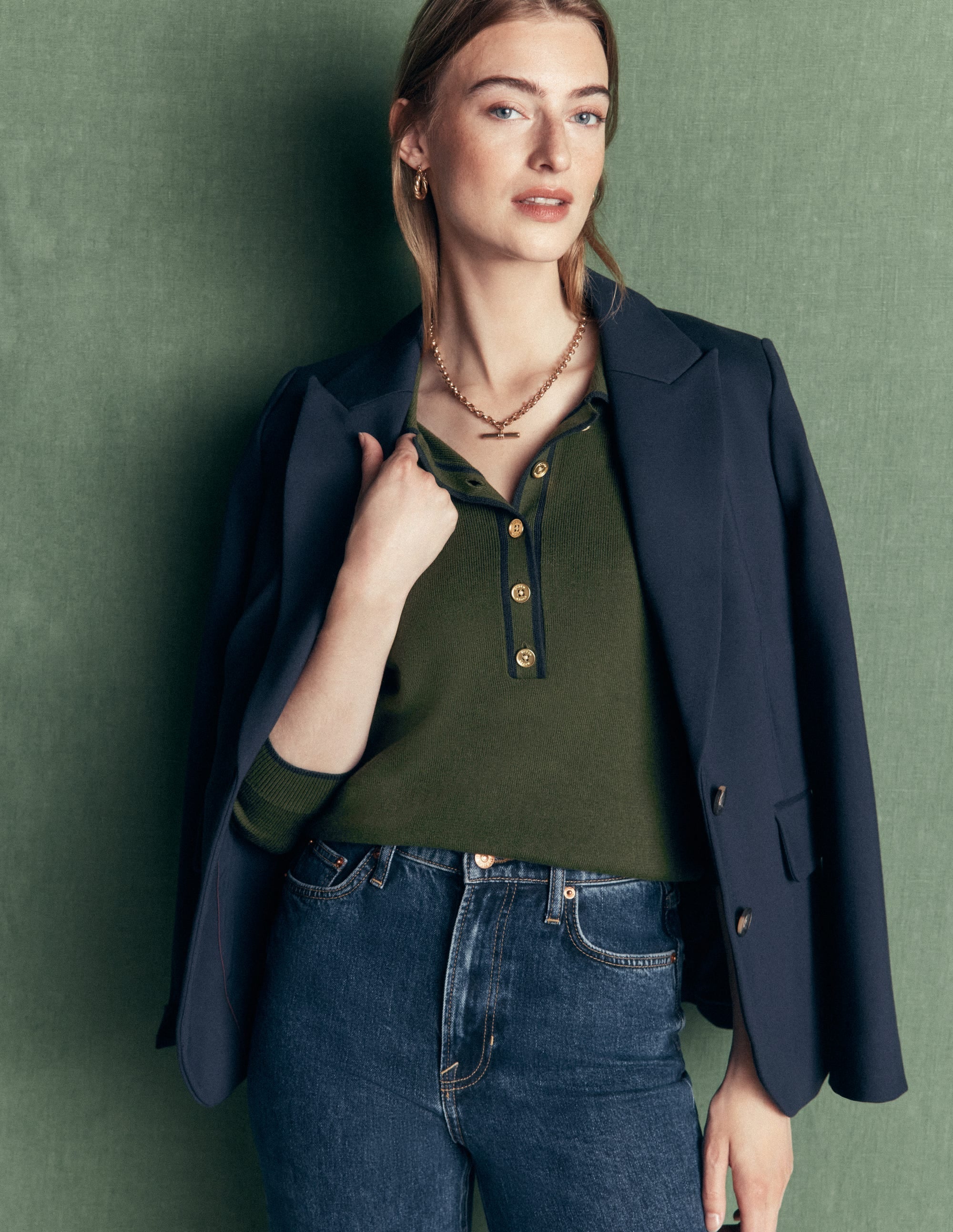 Henley Jumper-Forest Glade
