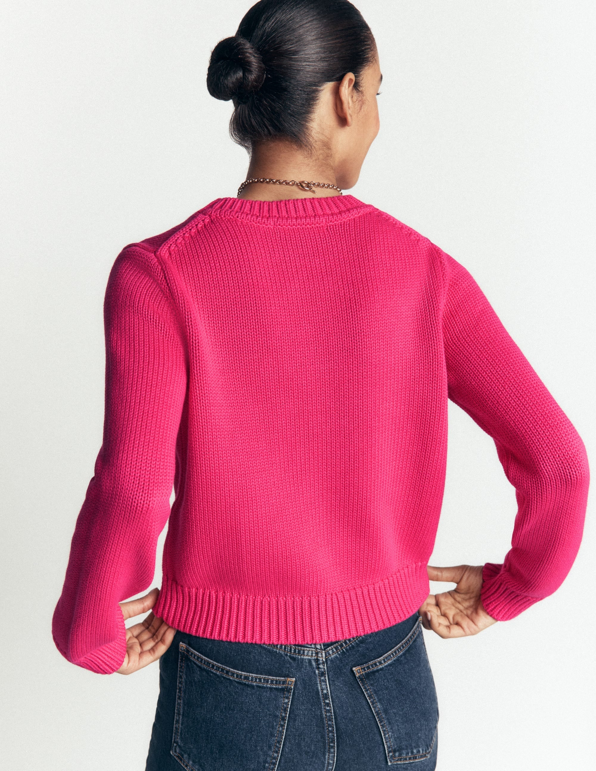 Chunky Cotton Jumper-Pink Peacock