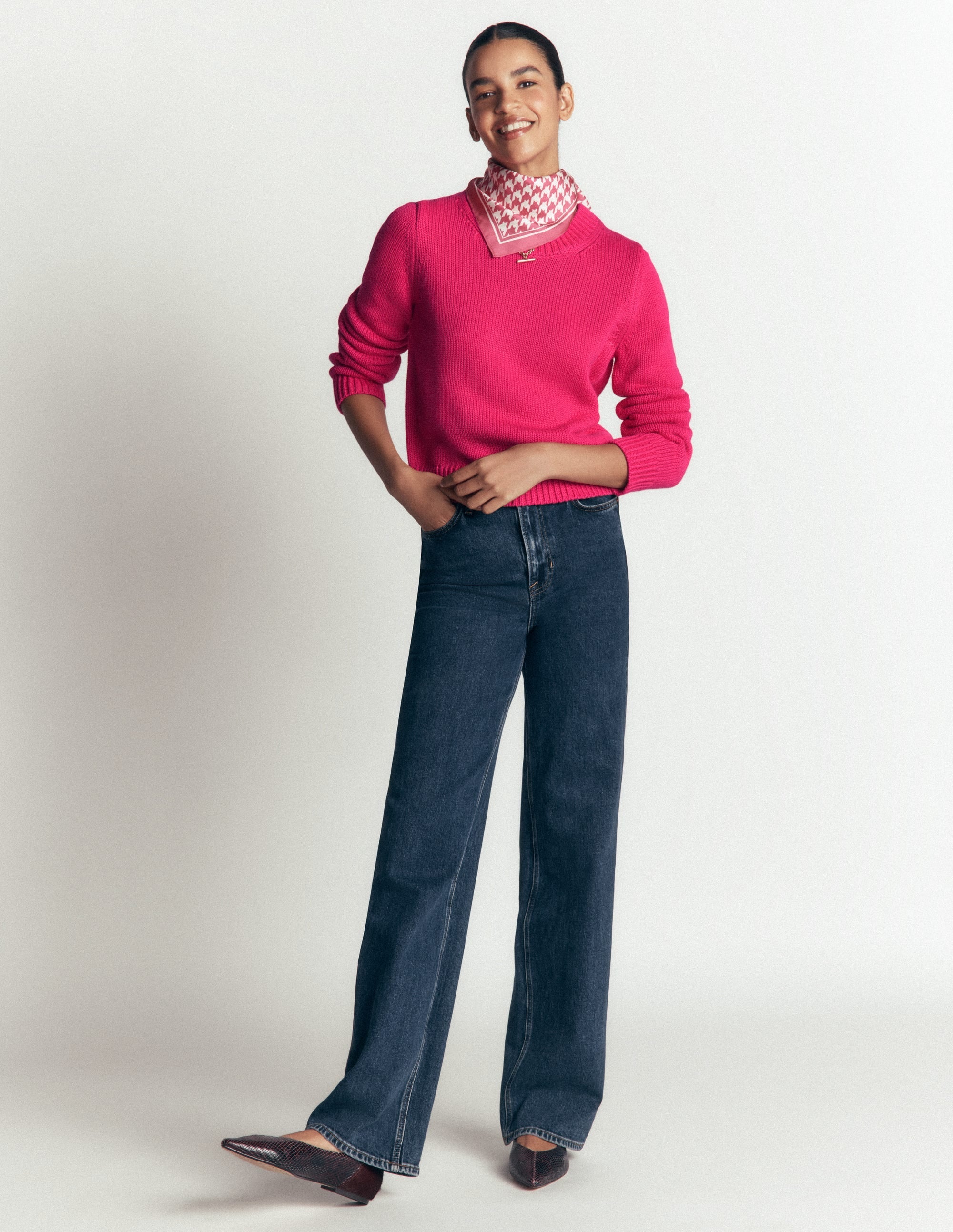 Chunky Cotton Jumper-Pink Peacock