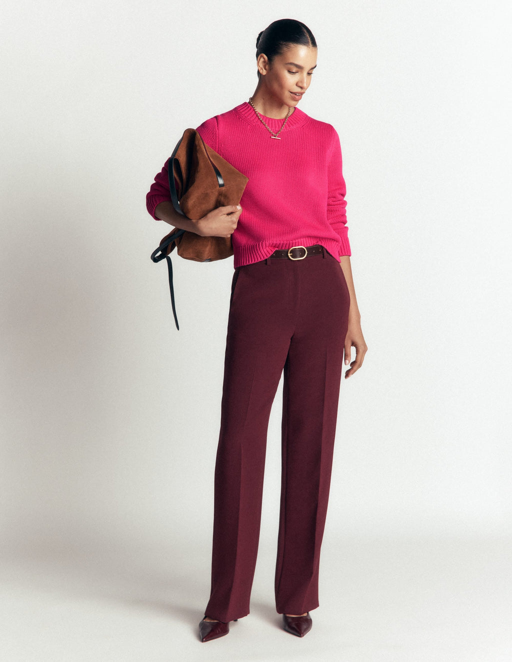 Chunky Cotton Jumper-Pink Peacock