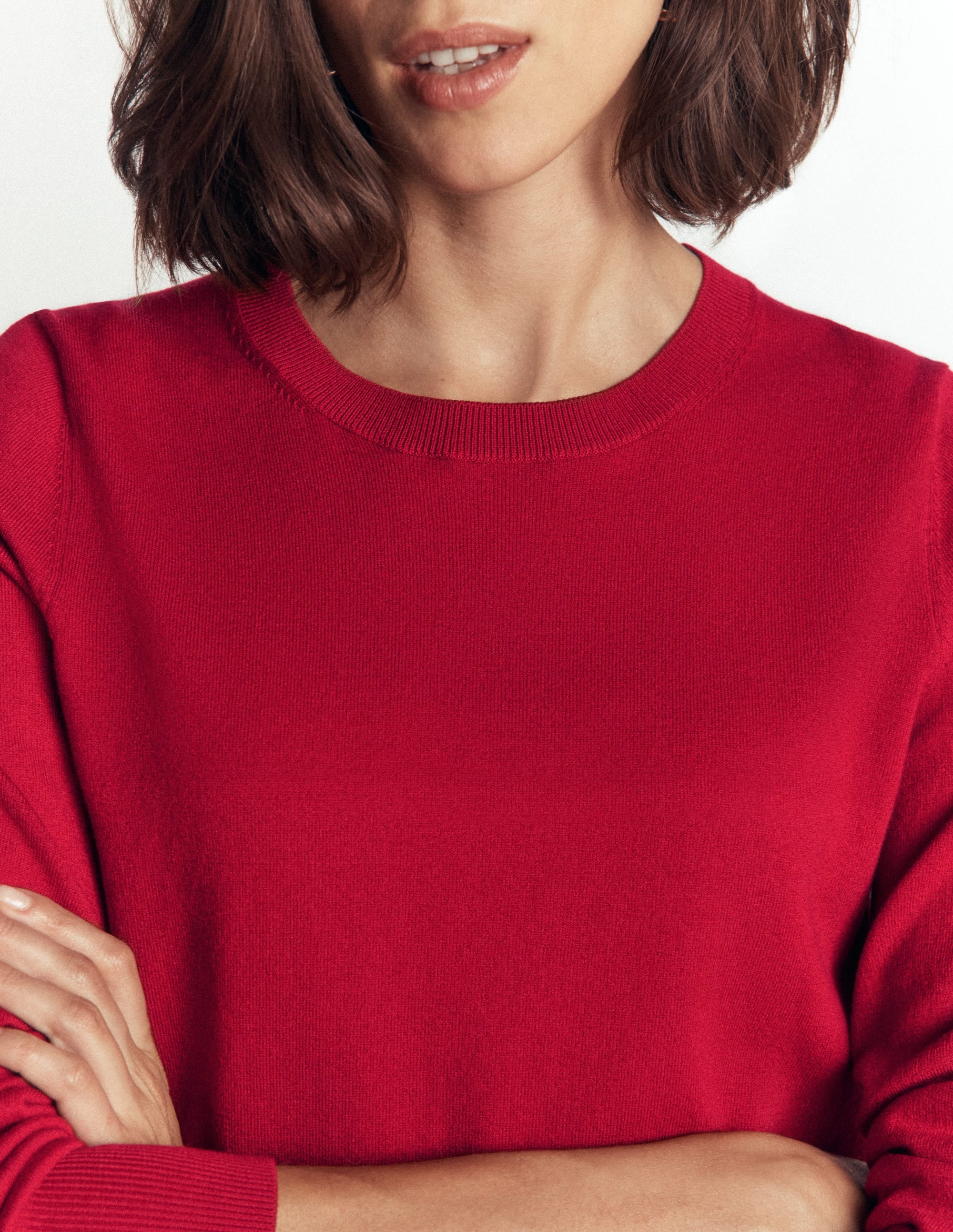 Cotton Crew Jumper-Crimson Red