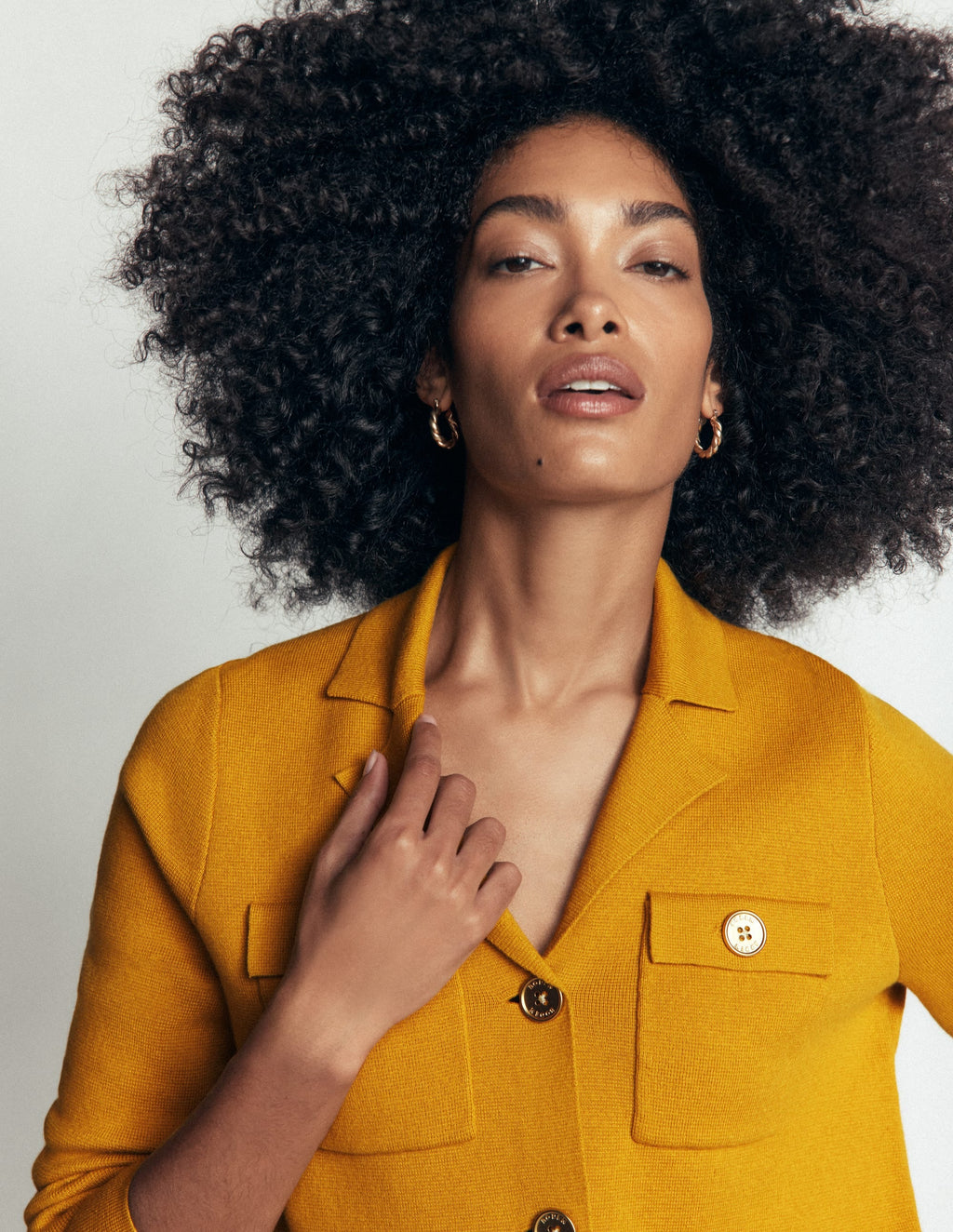 Collared Knitted Jacket-Golden Rye