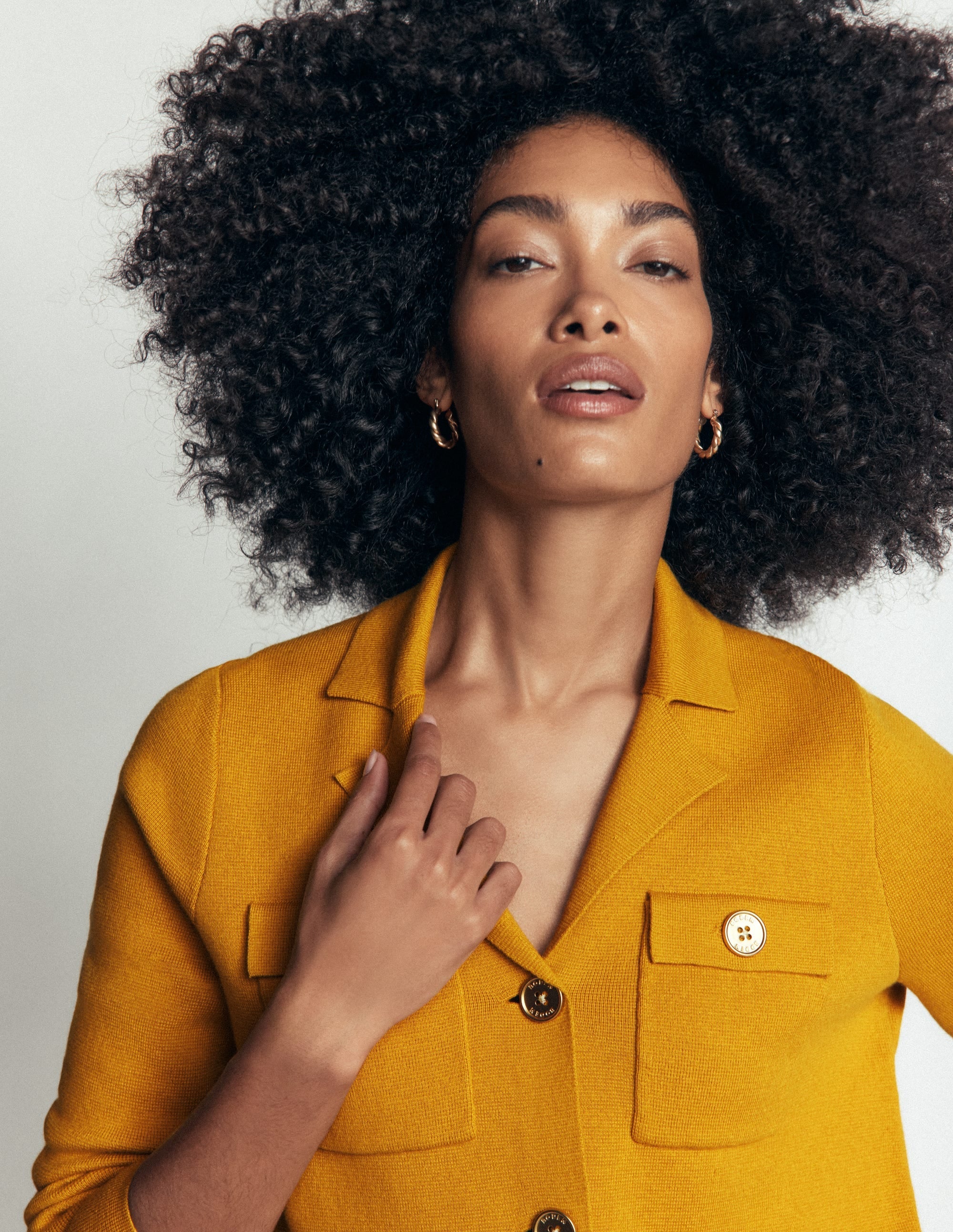 Collared Knitted Jacket-Golden Rye